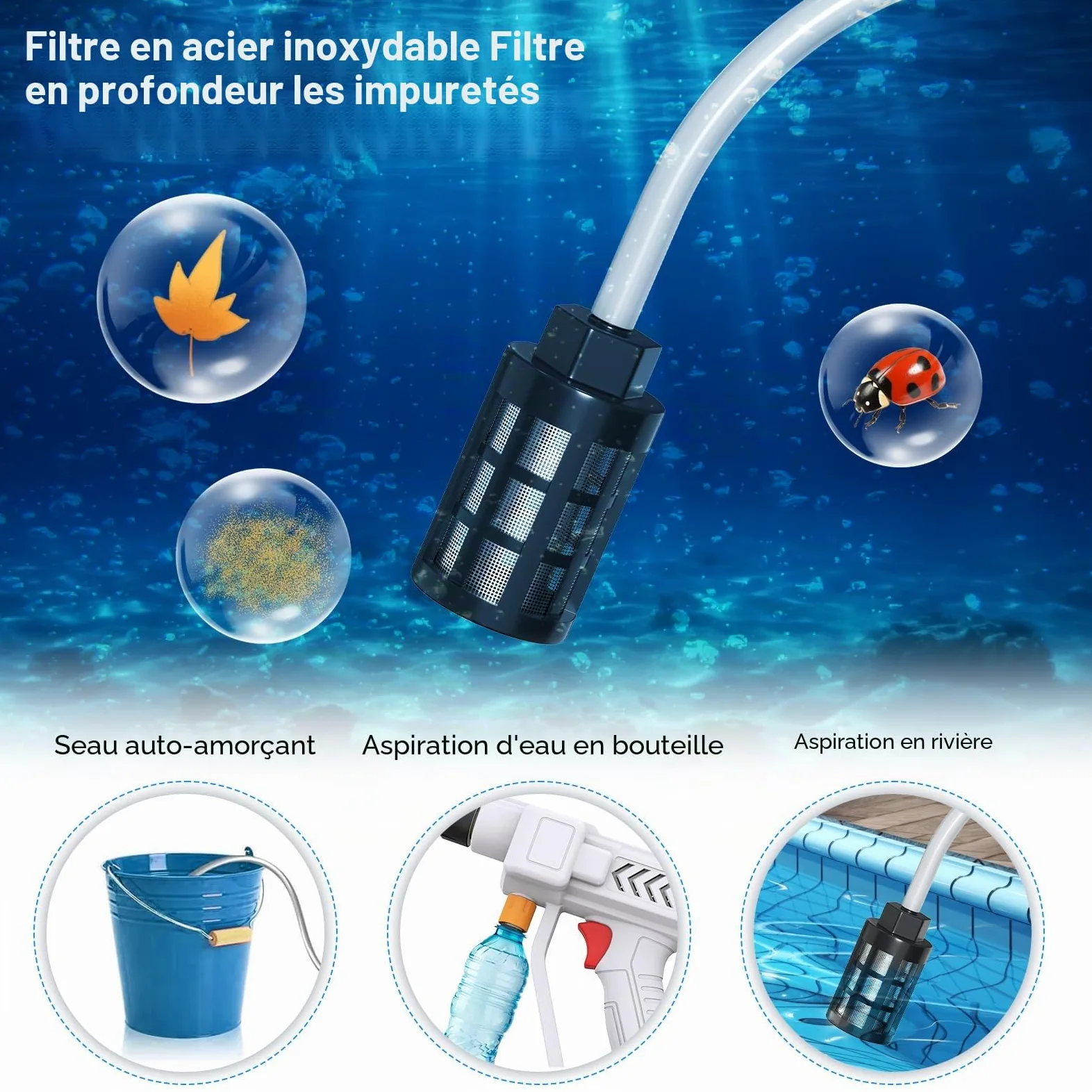 Nettoyeur Haute Pression sans Fil avec Multifonction Buse 6 en 1 21V, Nettoyeur Haute Pression sur Batterie 18 Bar, Tuyau de 5M, 2 Batteries, Pistolet de Lavage Haute Pression pour Voitures et Balcons