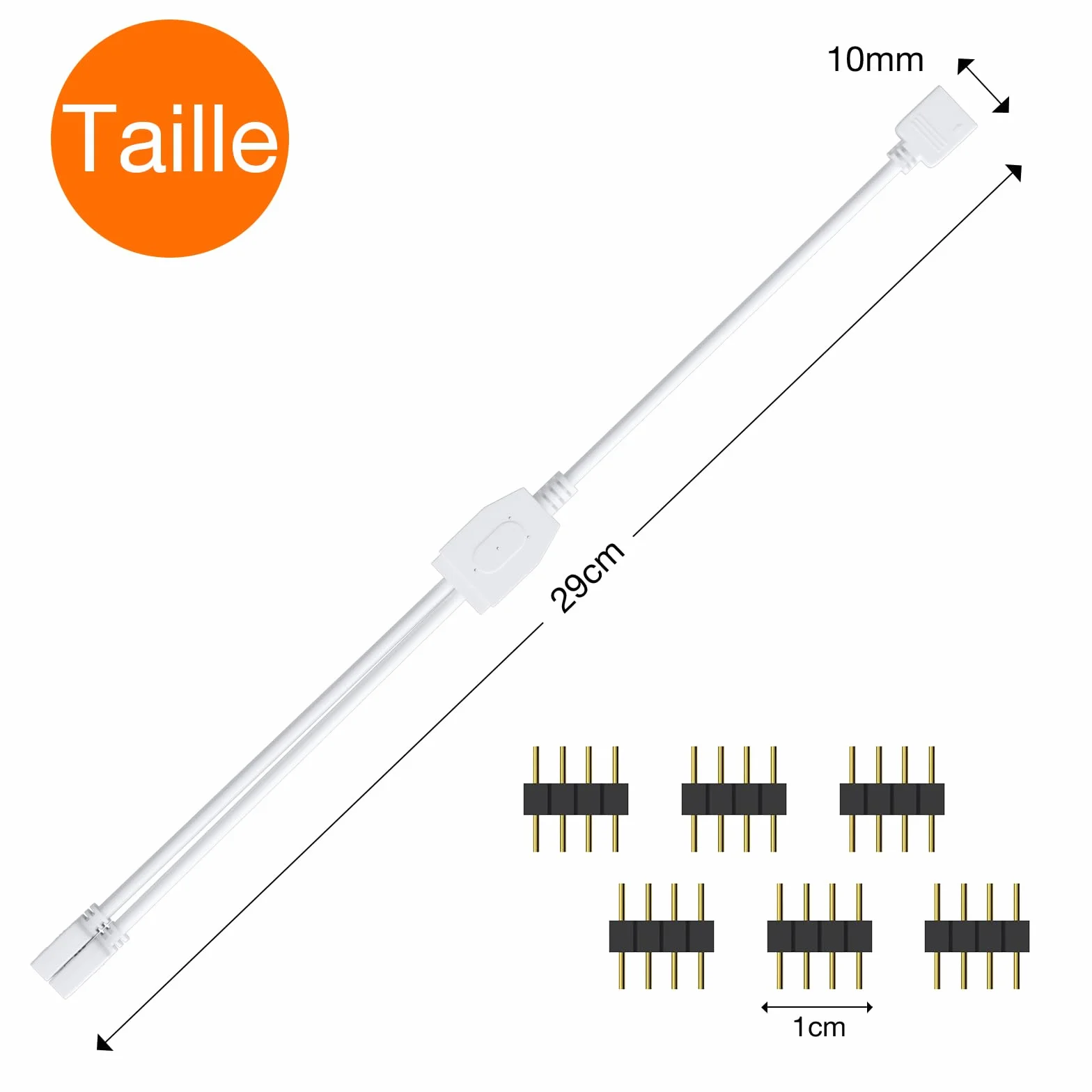 REDTRON Kit de connecteurs pour ruban LED 4 Broches Diviseur 1 à 2 Câble Accessoires DIY 5050 3528 2835