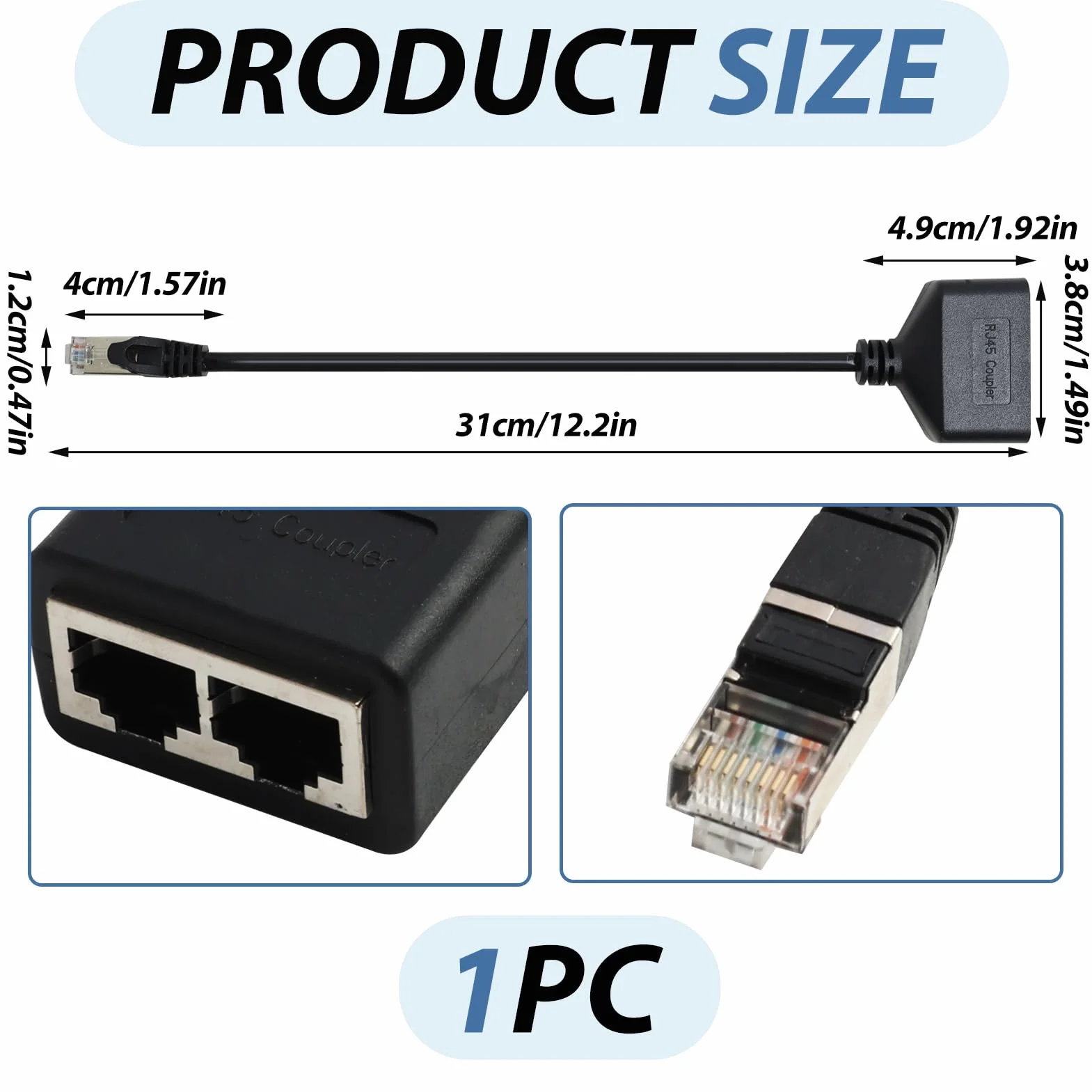 Coupleur RJ45 Répartiteur Ethernet LAN 1 vers 2 Adaptateur Cat5 Cat5e Cat6 Cat7