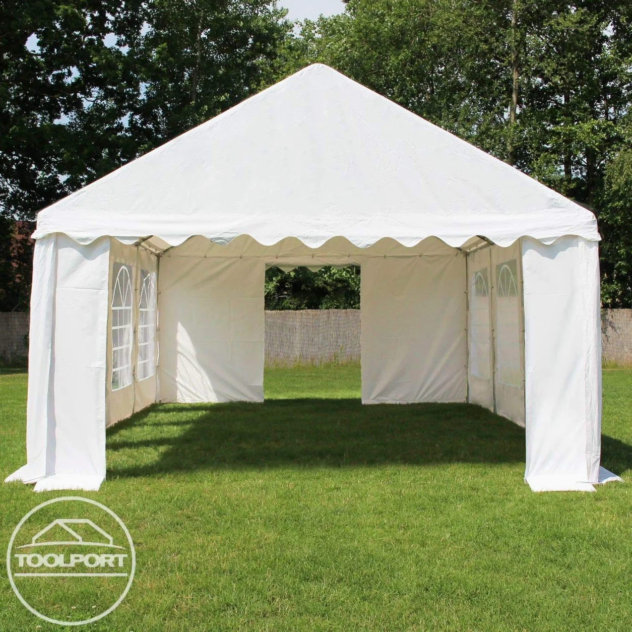TOOLPORT Tente de réception/Barnum 4x6 m - Bâche difficilement Inflammable Blanc PVC 700 N Economy