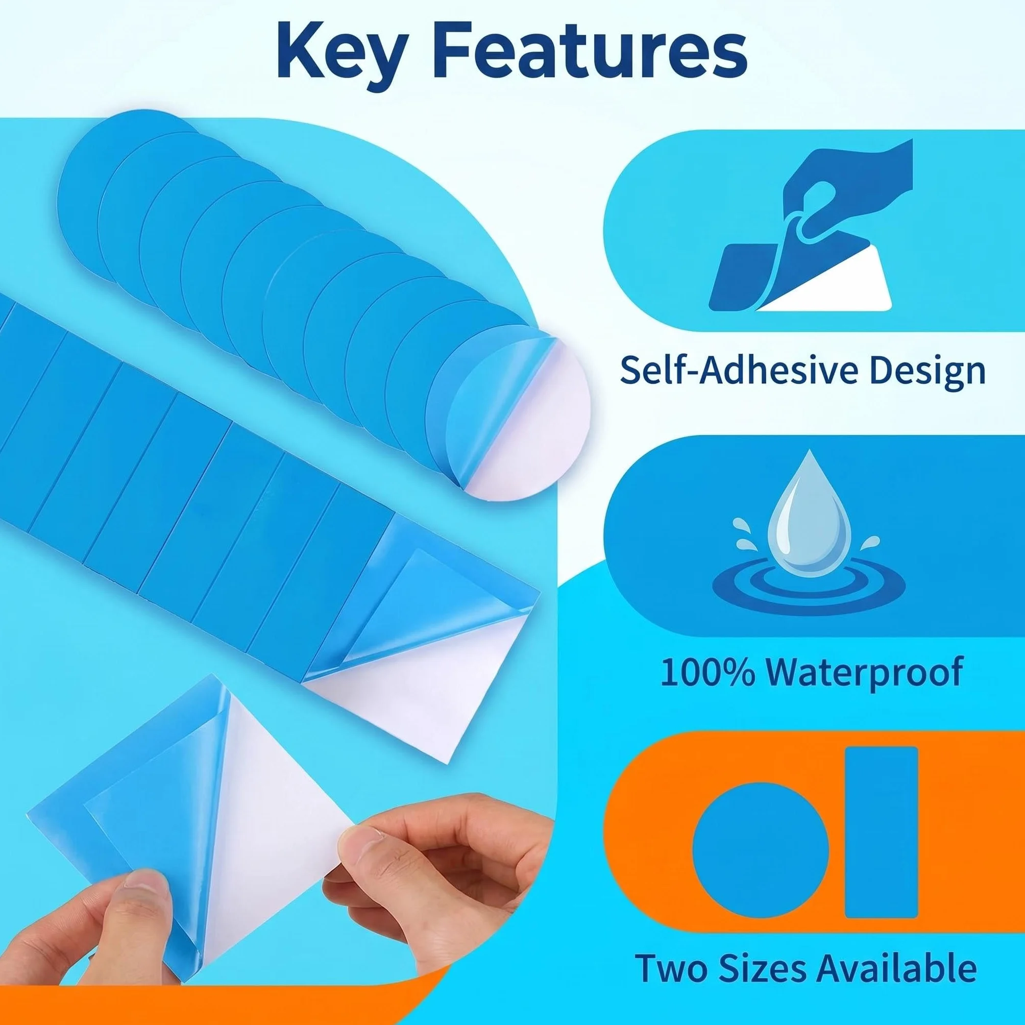 Kit Reparation Piscine Bleu 20 Pièces Patchs de Réparation Auto-Adhésifs en PVC pour Bateau Gonflable