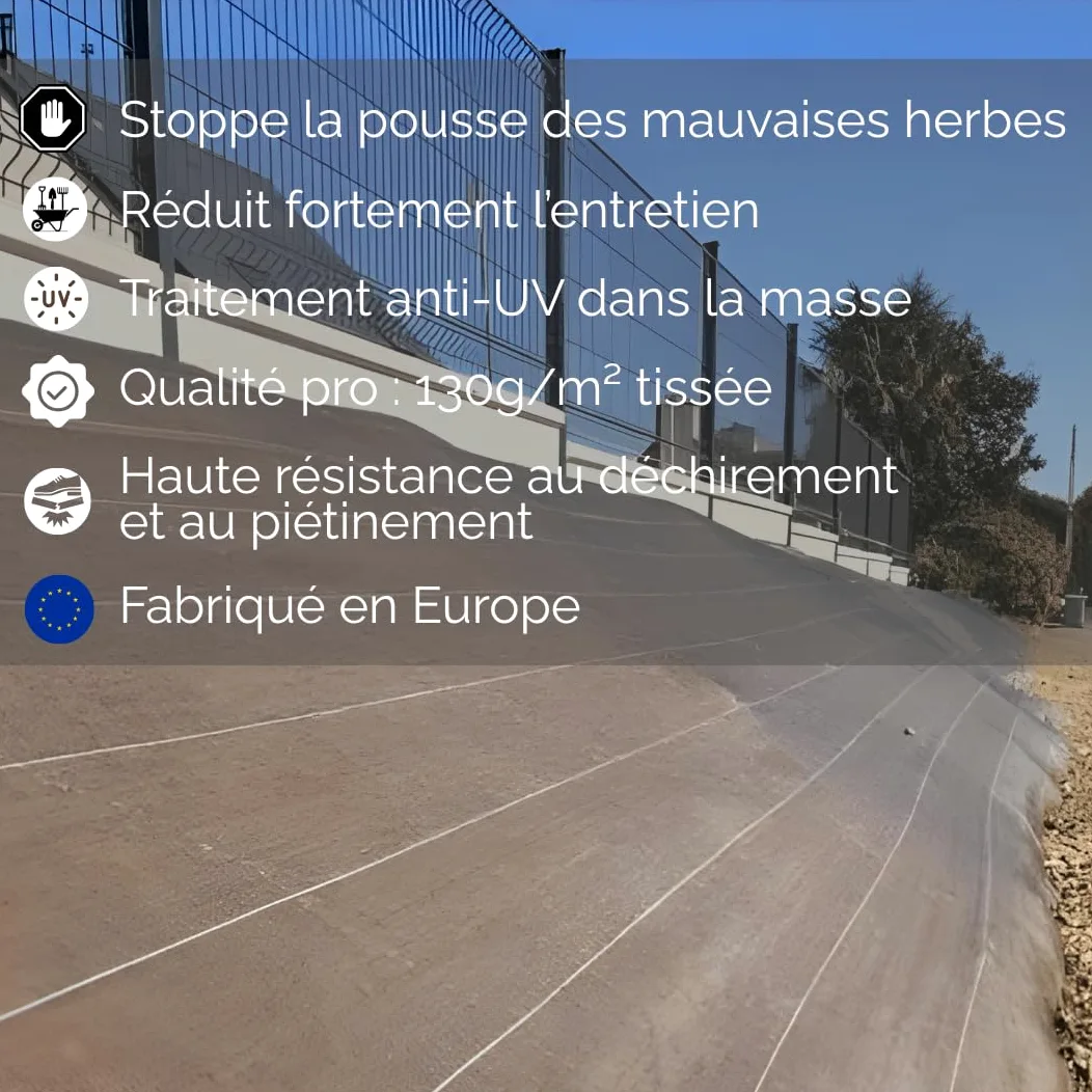 Toile de paillage Marron - 130gr m2 - tissée - Anti Mauvaises Herbes - Largeur 2M07 - Longueur 25m - Bache Geotextile 2M - Qualité Pro ZENLYS