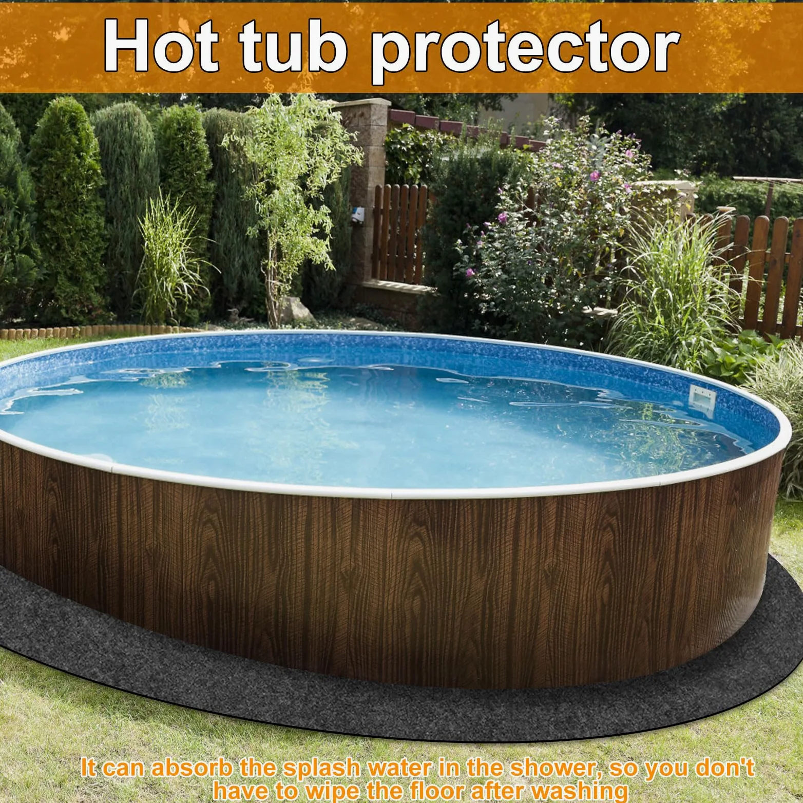 Tapis Rond pour - 198 cm - Réduction du Bruit - en Feutre - Forte Absorption d'eau avec Dessous antidérapant - pour Baignoire, Piscine