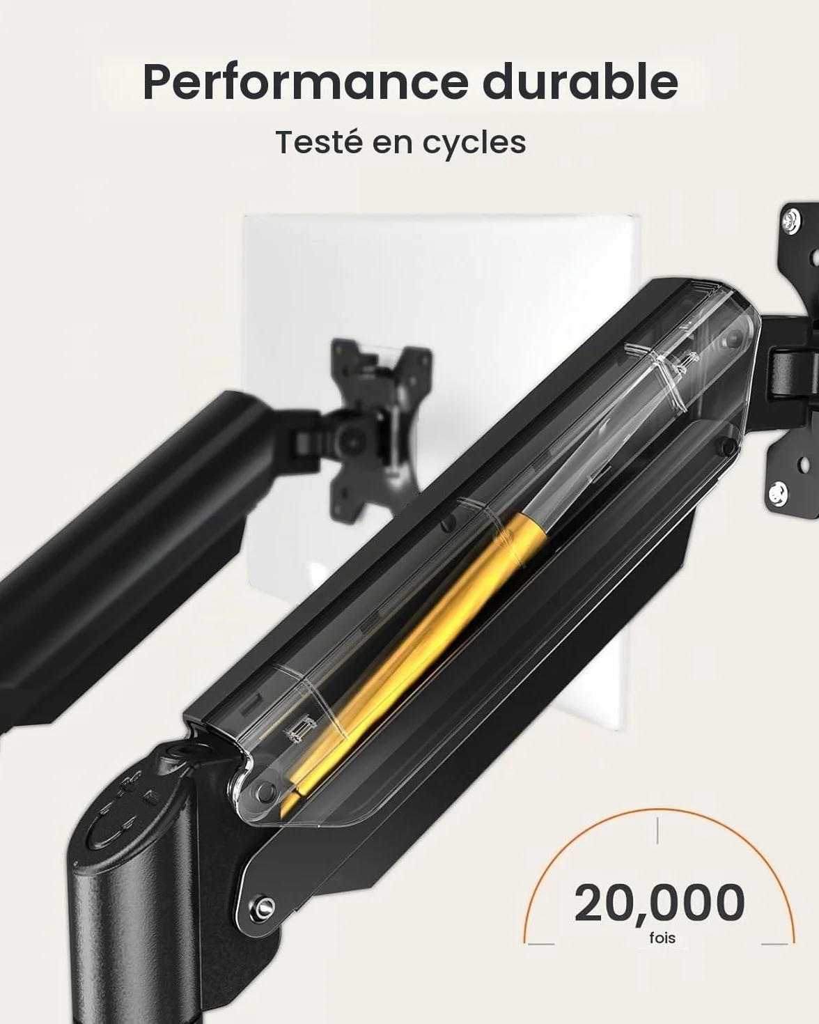 ErGear Support Double Écran PC 17-32 Pouces, Bras pour Écran PC Capacité 2-10 kg, Réglable, Pivotant 180°, Inclinable, Rotation 360°, VESA 75x75/100x100