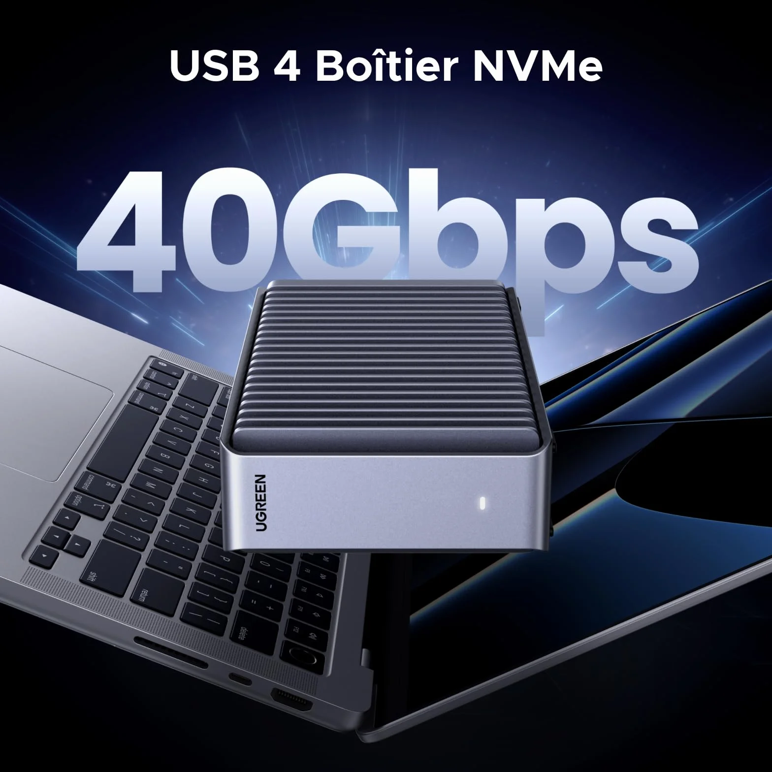 UGREEN Boîtier SSD M2 40Gbps USB 4 NVMe Compatible Thunderbolt 4/3 Aluminium