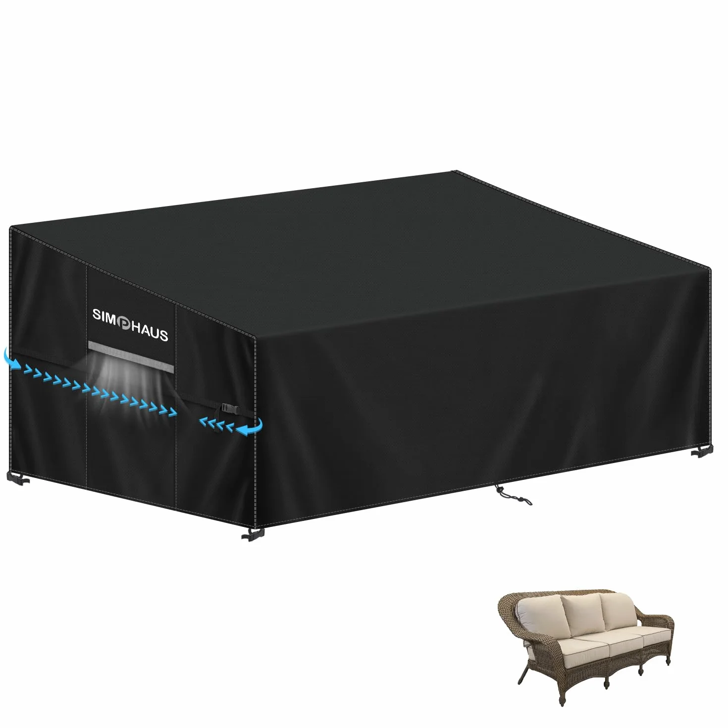 Housse pour Canapé Extérieur 3 Places Imperméable 420D Oxford 205x99x89/61cm