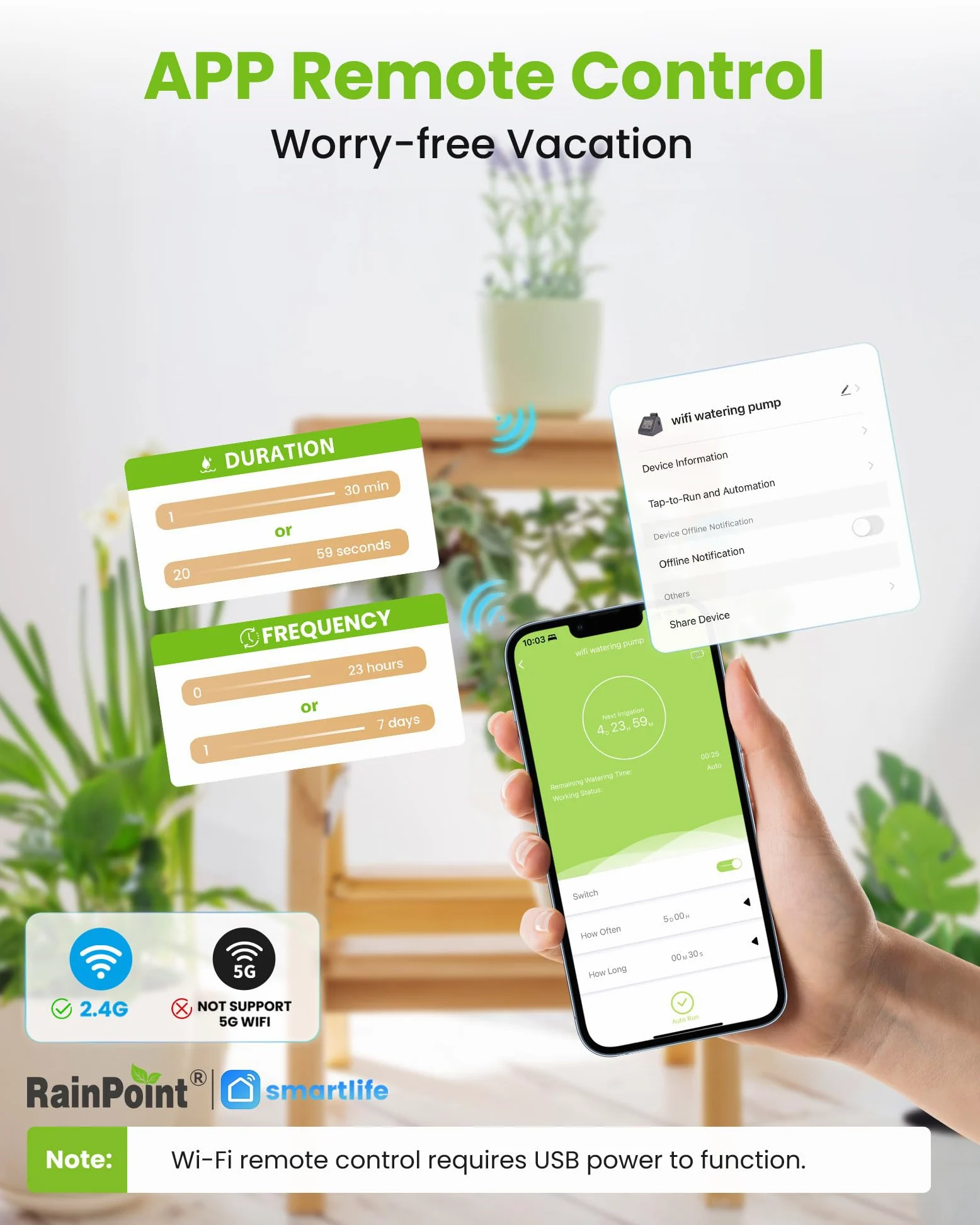 RAINTPOINT WiFiF Kit d'arrosage automatique goutte à goutte avec pompe