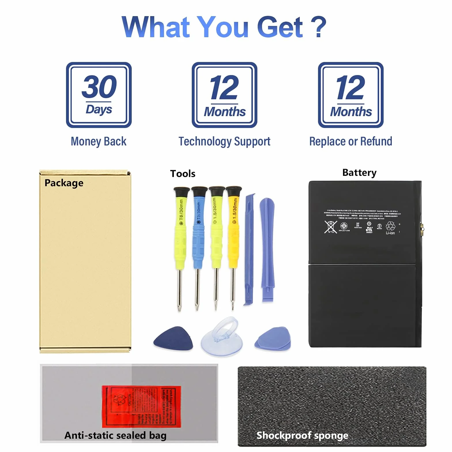 ANTIEE 8827mAh 32.9Wh A1484 Replacement Tablet Battery Compatible with iPad 2017 2018 Air