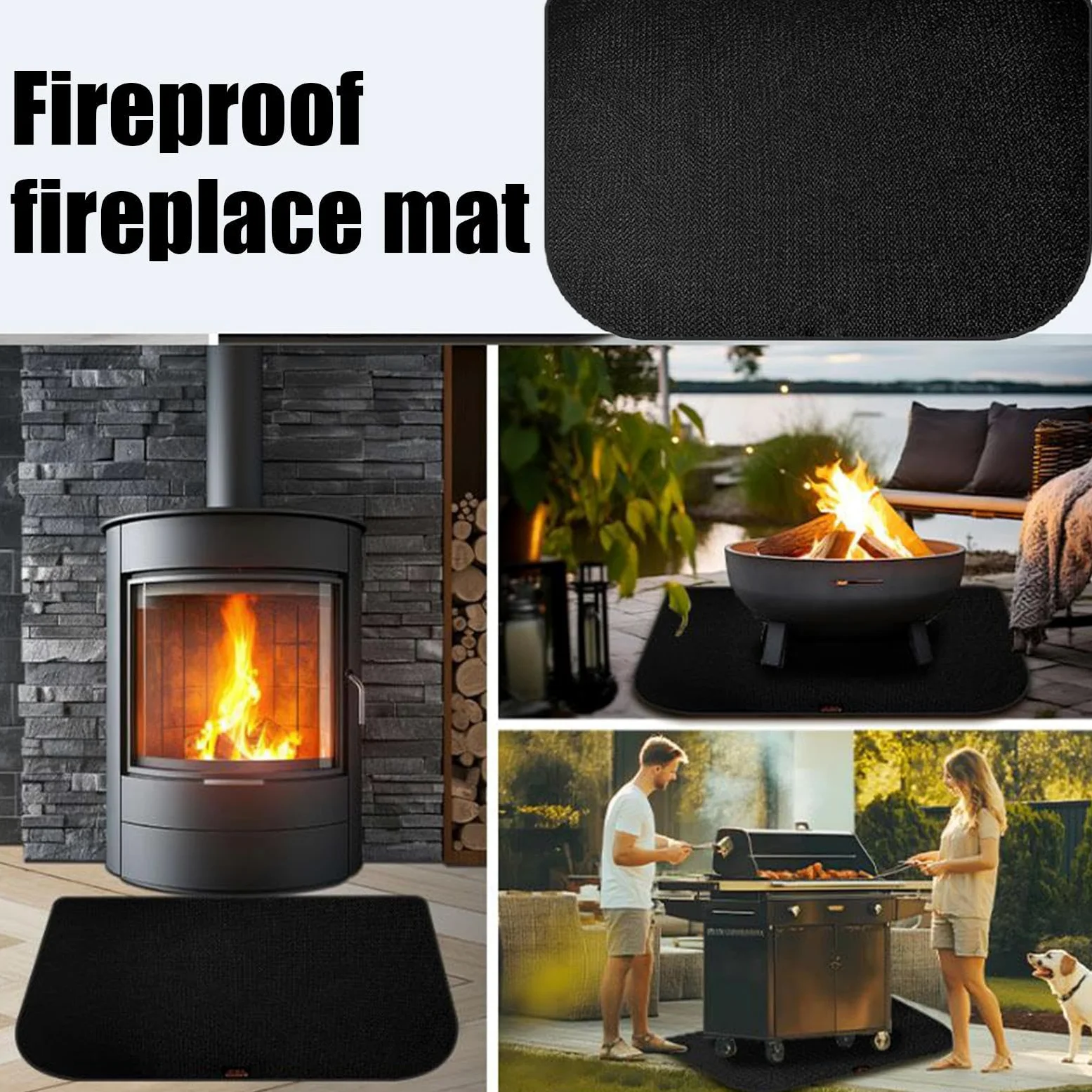 Tapis Ignifuge pour Cheminées Protecteur Résistant à la Chaleur | Protecteur de Sol Intérieur pour Poêle à Bois pour Maison Appartement Salle de Classe Salon Camping Barbecue Feu de C