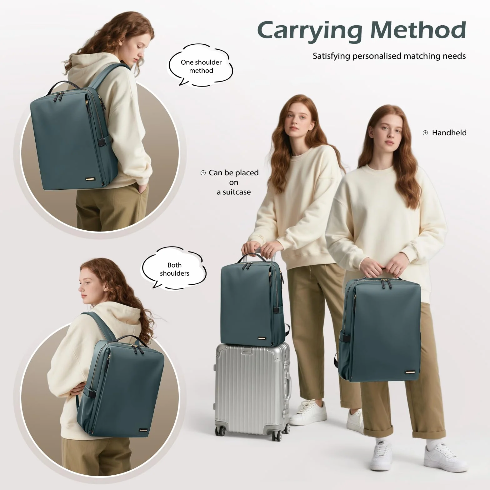 Sac à Dos Ordinateur Portable 15,6 Pouces Voyage Travail École Vert Foncé