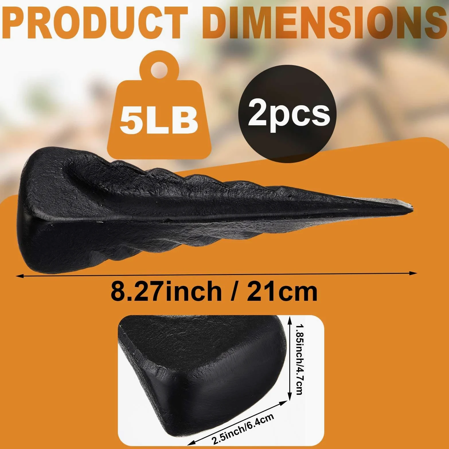 Lot de 2 cales hélicoïdales torsadées de 2,3 kg pour bois de chauffage, outil en acier forgé pour fendre facilement le bois, bord aiguisé pour couper le bois en plein air