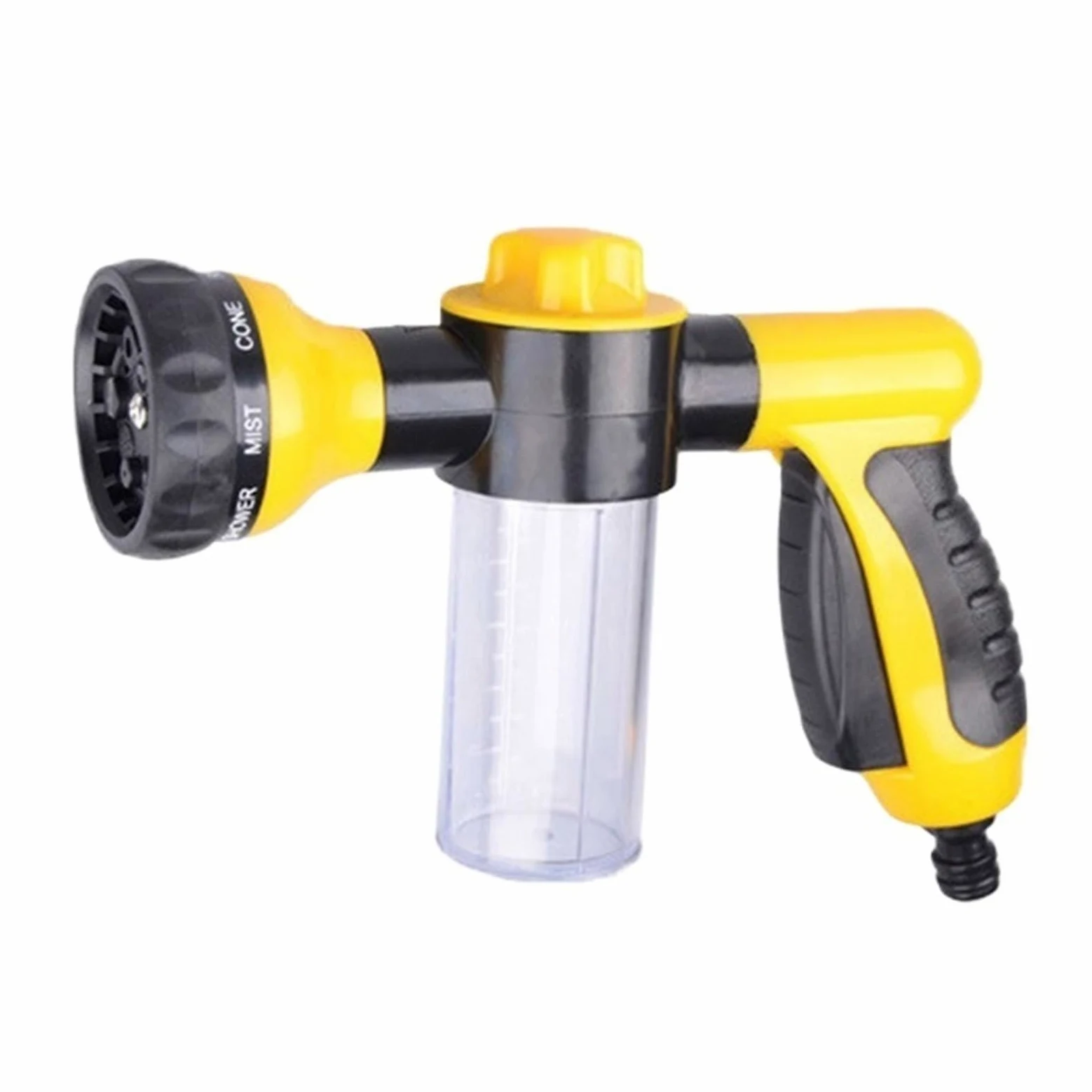 Pistolet d'arrosage avec embout multi-jets, Pulvérisateur d'eau de jardin multicolore, verrouillage à gâchette réglable rotatif 360 degrés(Yellow)
