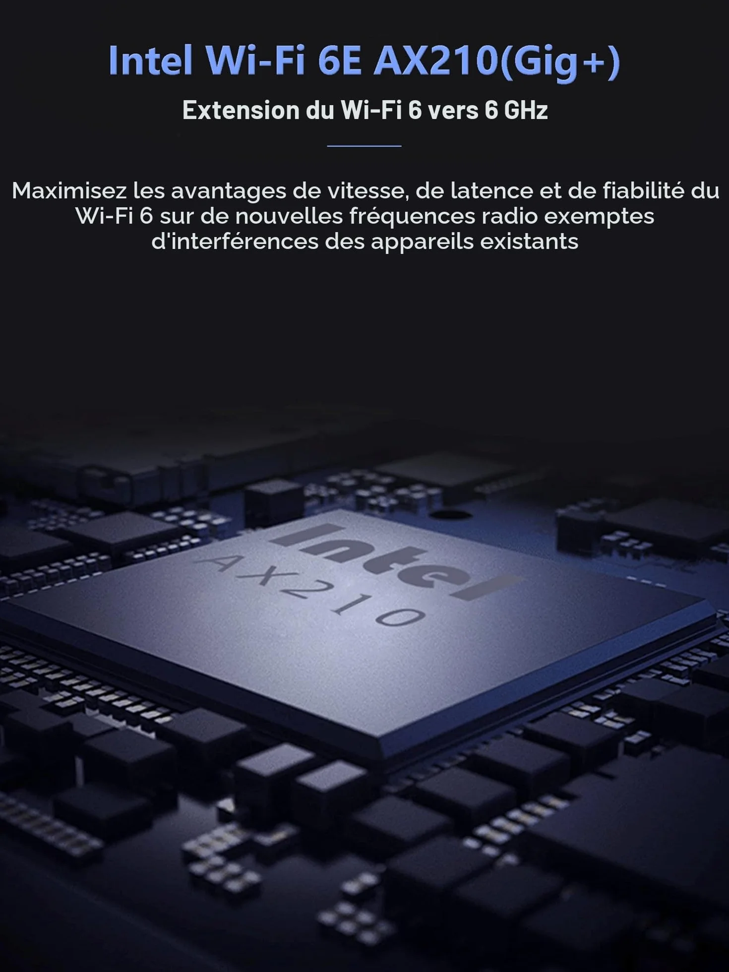 Intel WiFi 6E AX210 Carte WiFi 5400Mbps PCIe Bluetooth 5.3 Tri-Bandes 6GHz/5GHz/2.4GHz pour PC Win 11/10