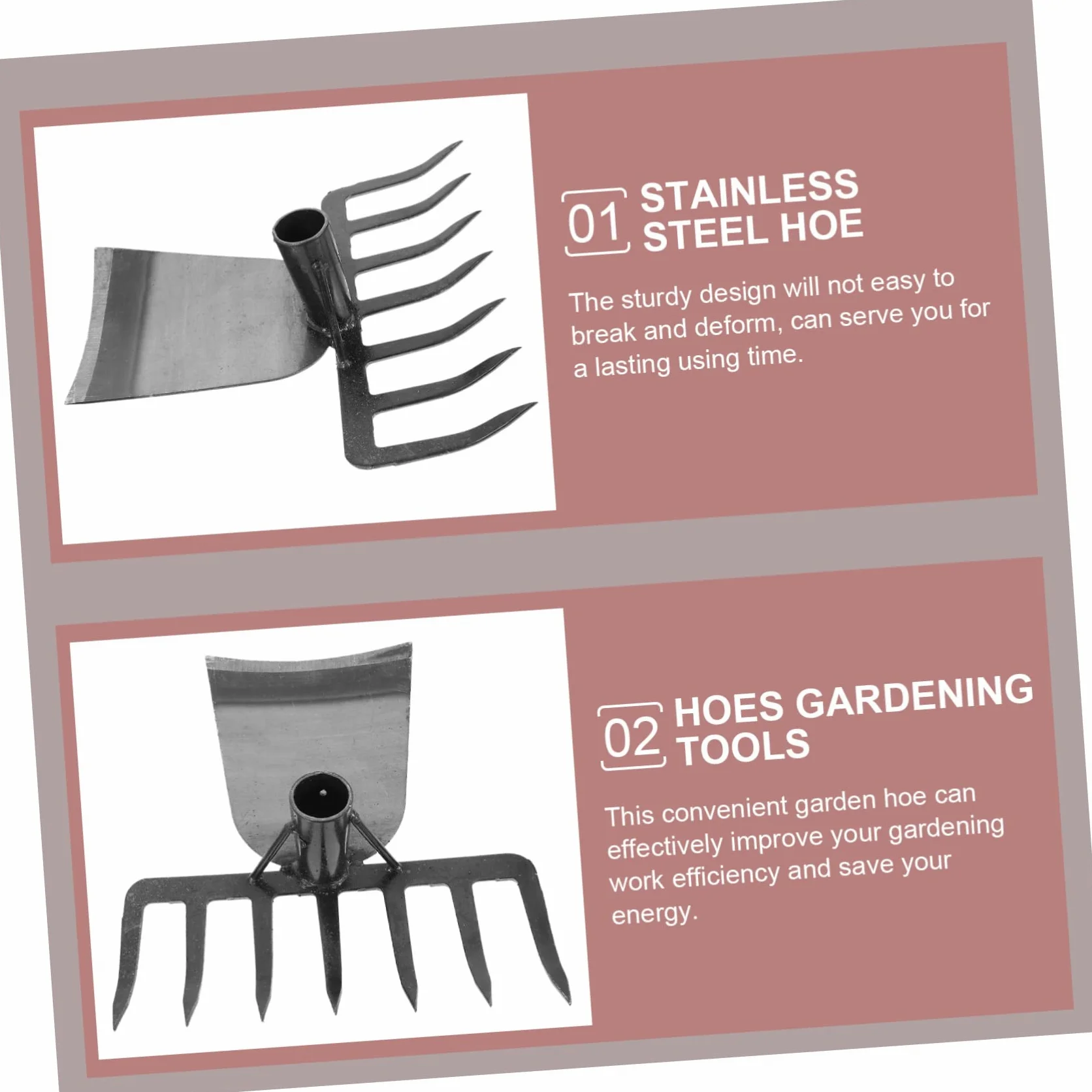 Houe de Jardin Multifonction en Acier Inoxydable Noir Robuste | Tête Combinée Bêche et Râteau, pour Ameublir la Terre, Design Solide, Outil de Jardinage Pratique