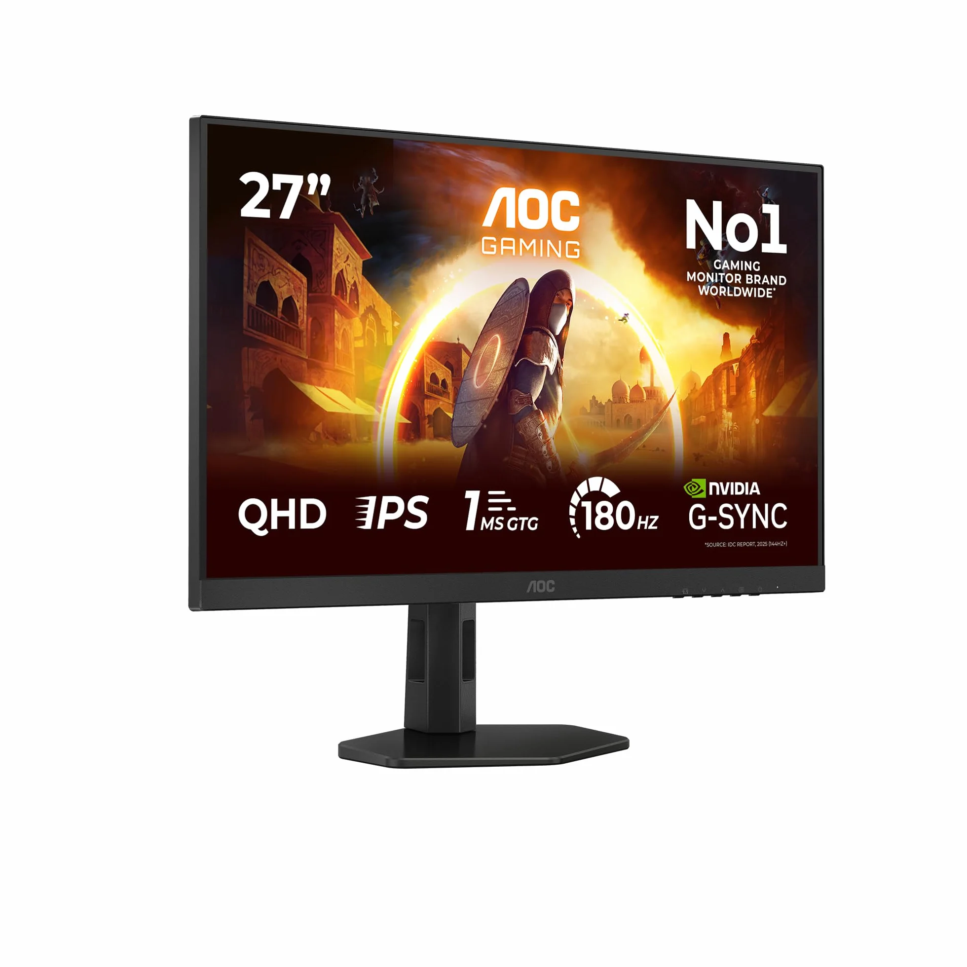 AOC Gaming Moniteur Q27G4XD 27 Pouce 180Hz Fast IPS 1ms GtG HDR400 G-Sync Compatible 2560x1440 HDMI DP Noir