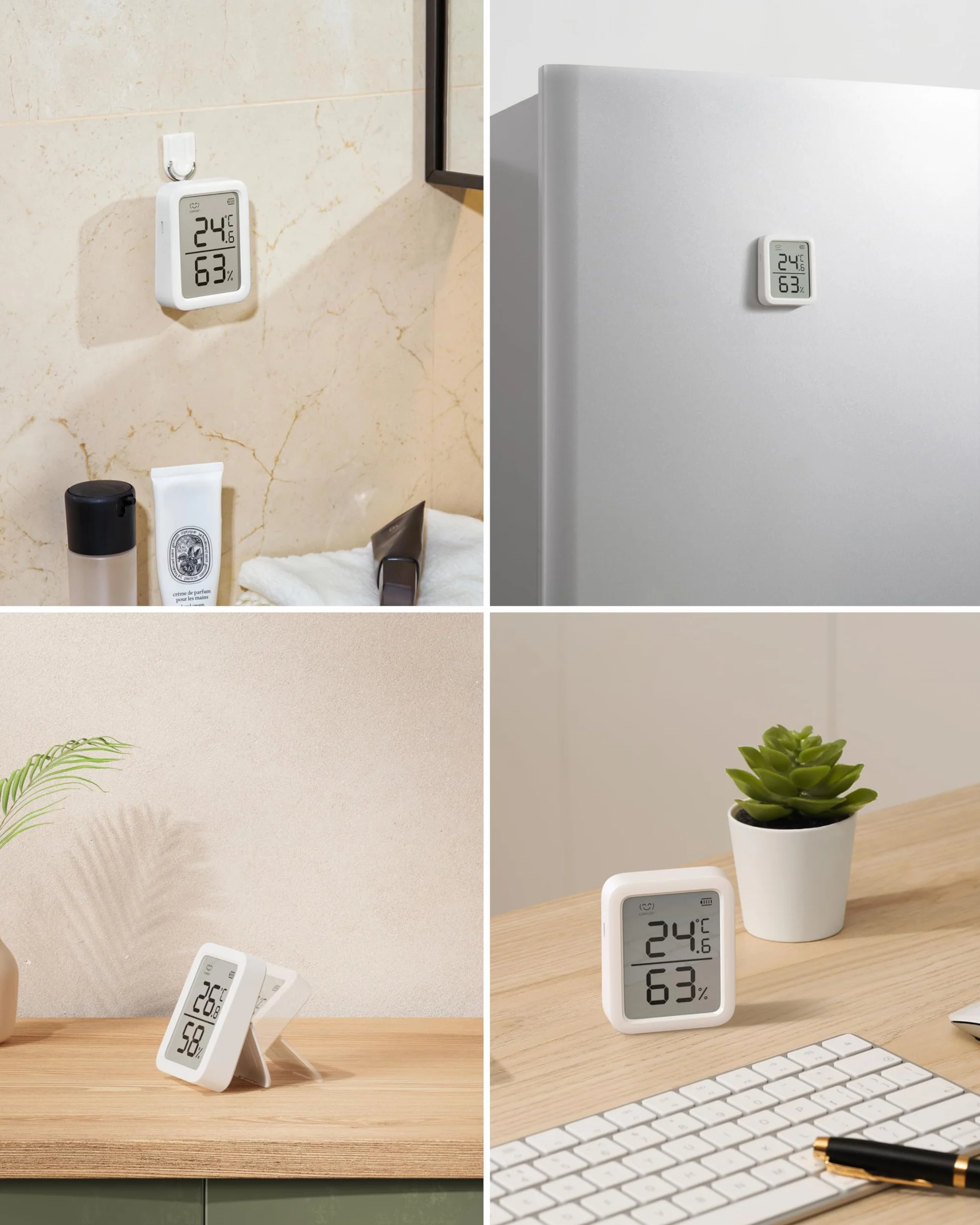 SwitchBot Thermomètre Hygromètre Intérieur Lot de 2 avec Hub Mini Matter, Hygromètre Bluetooth Numérique Capteur de Température et d’Humidité avec Application & Stockage de Données, Capteur de Point d
