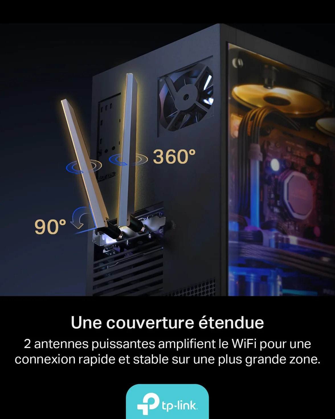 TP-Link Archer TBE400E Carte WiFi PCIe BE6500 Tri-Bandes 6GHz/5GHz/2.4GHz Bluetooth 5.4 WPA3