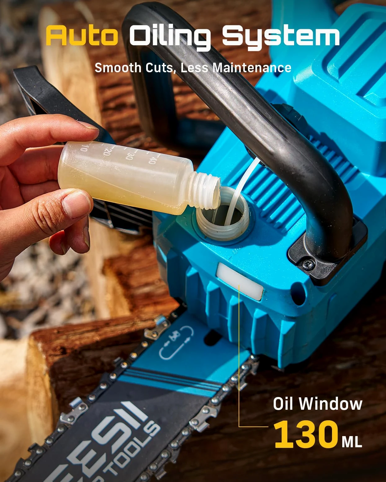 SEESII Tronçonneuse électrique sans fil de 30,5 cm, scie à chaîne portable avec 2 batteries de 4,0 Ah, scie à arbre avec tension de chaîne sans outil, huilage automatique pour coupe du bois