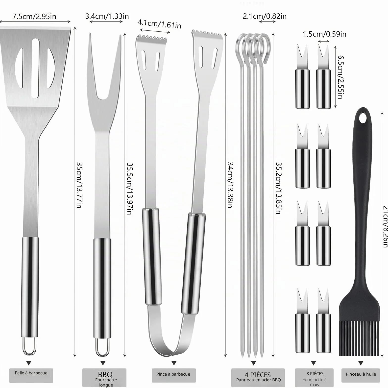 Ensemble d'Outils de Barbecue 16PCS en Acier Inoxydable avec Boîte de Rangement