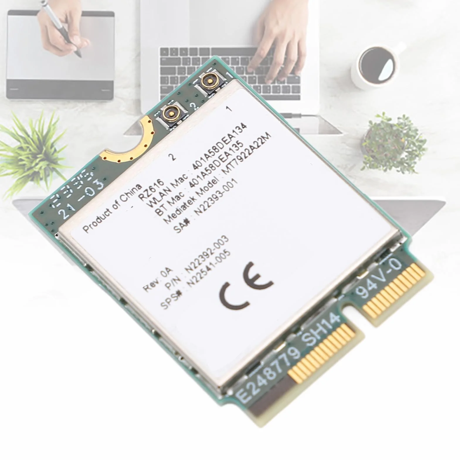 Carte sans Fil Wi-Fi 6E M.2 MT7922A22M pour Ordinateur Portable Bluetooth 5.2 RZ616 5374 Mbit/s