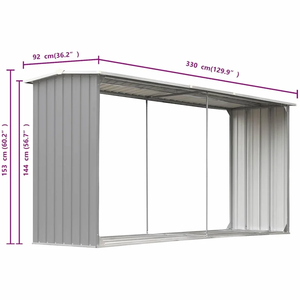 vidaXL Abri Stockage Bois Acier Galvanisé 330x92x153cm Gris Jardin