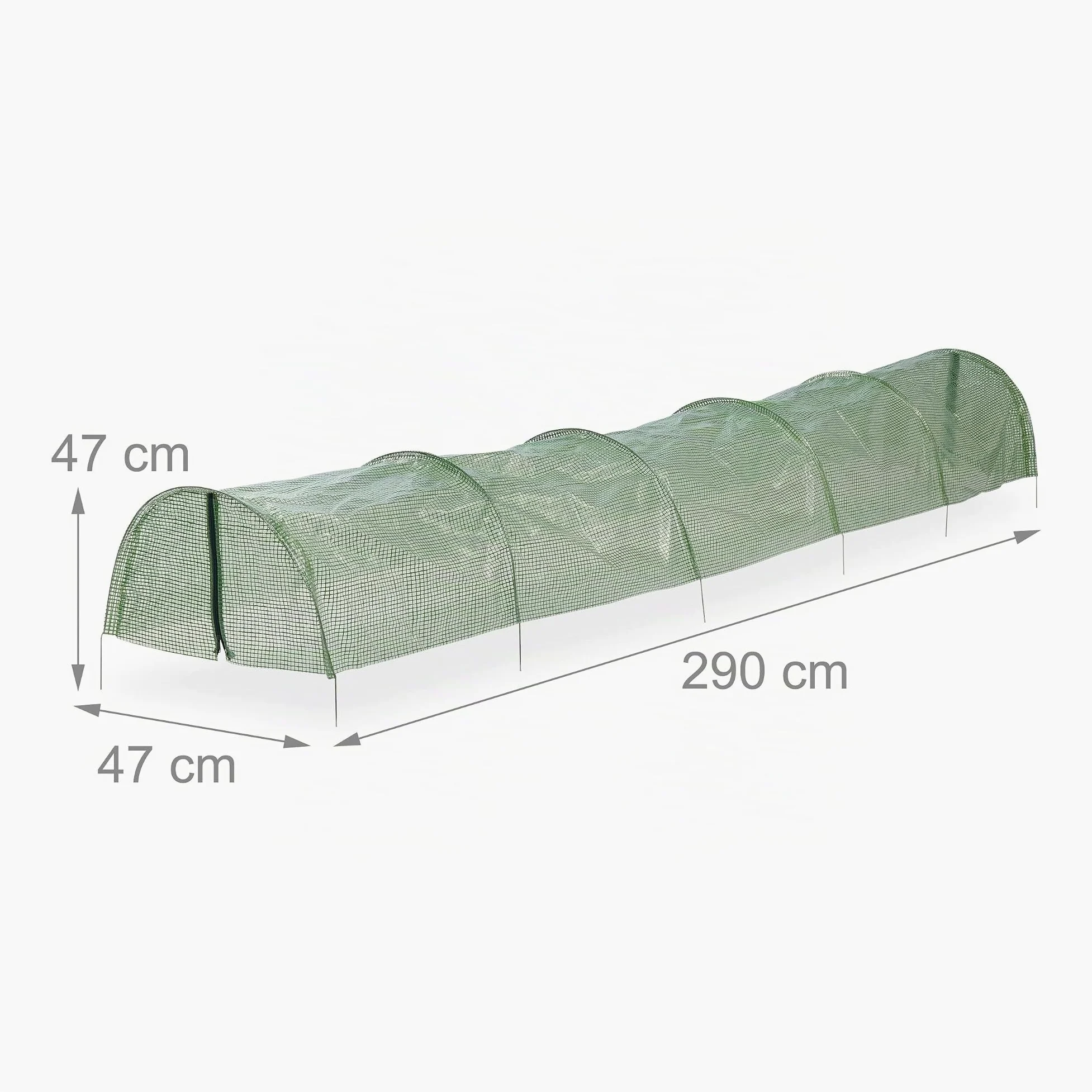 Relaxdays Serre, Lot de 2, 2,9 m de Long, en polyéthylène avec Fermeture éclair, Tunnel de Culture, Plantes, Vert