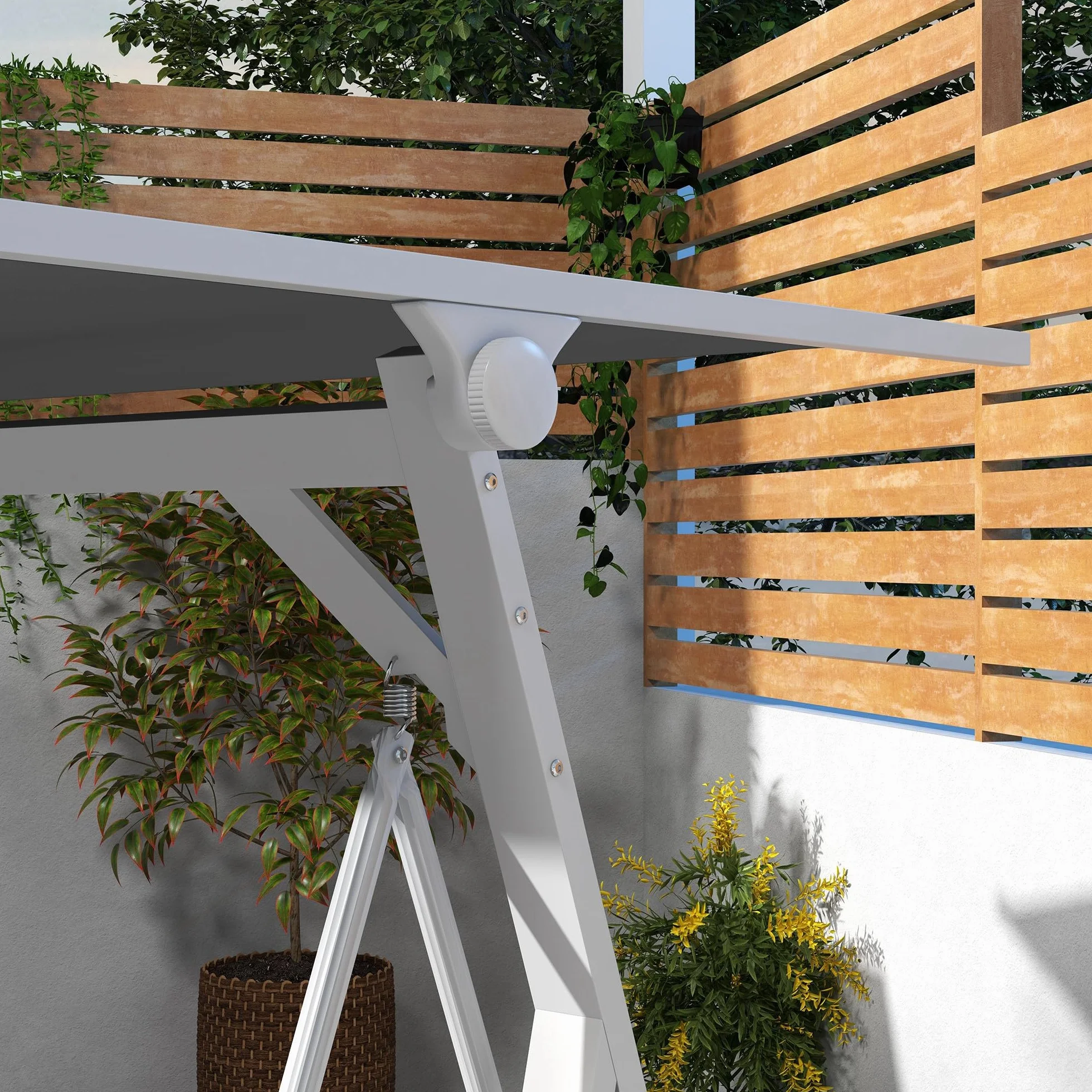 Outsunny Balancelle de Jardin 3 Places Toit Inclinaison réglable Matelas 205x130x175 cm Cadre Acier Gris