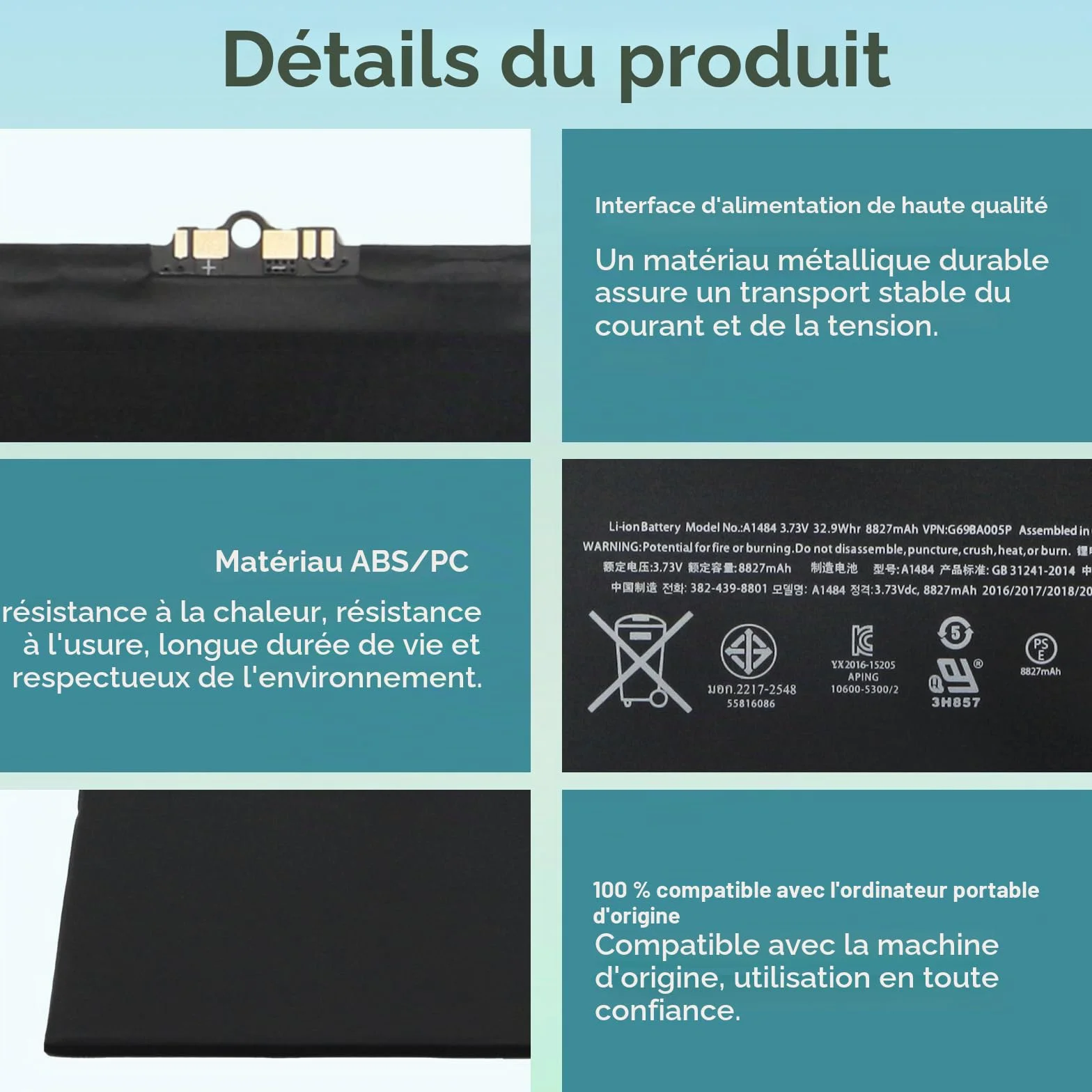 K KYUER A1484 Tablet Batterie pour iPad 5 6 7 8 9 Gen Air 1 2013