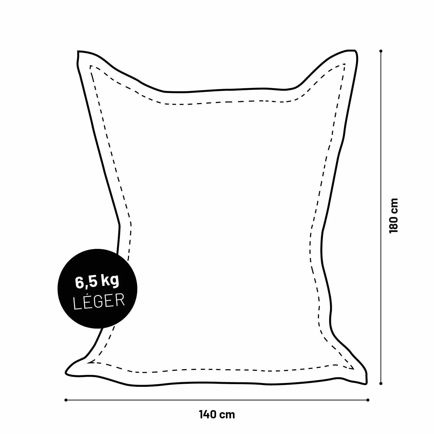 Lumaland Pouf géant XXL 140 x 180 cm Coussin de couchage imperméable Bean Bag housse lavable Vert pastel