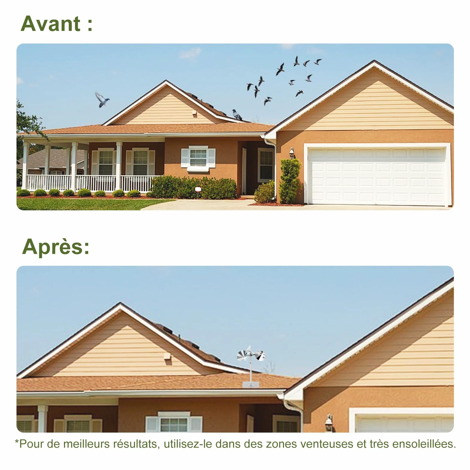 OFFO Anti Pigeon,Effaroucheur Oiseaux pour Balcon,Réflexion à 360°,Repulsif Pigeon avec Base en Aluminium,Effaroucheur Pigeons pour Jardin,Toit,Balcon