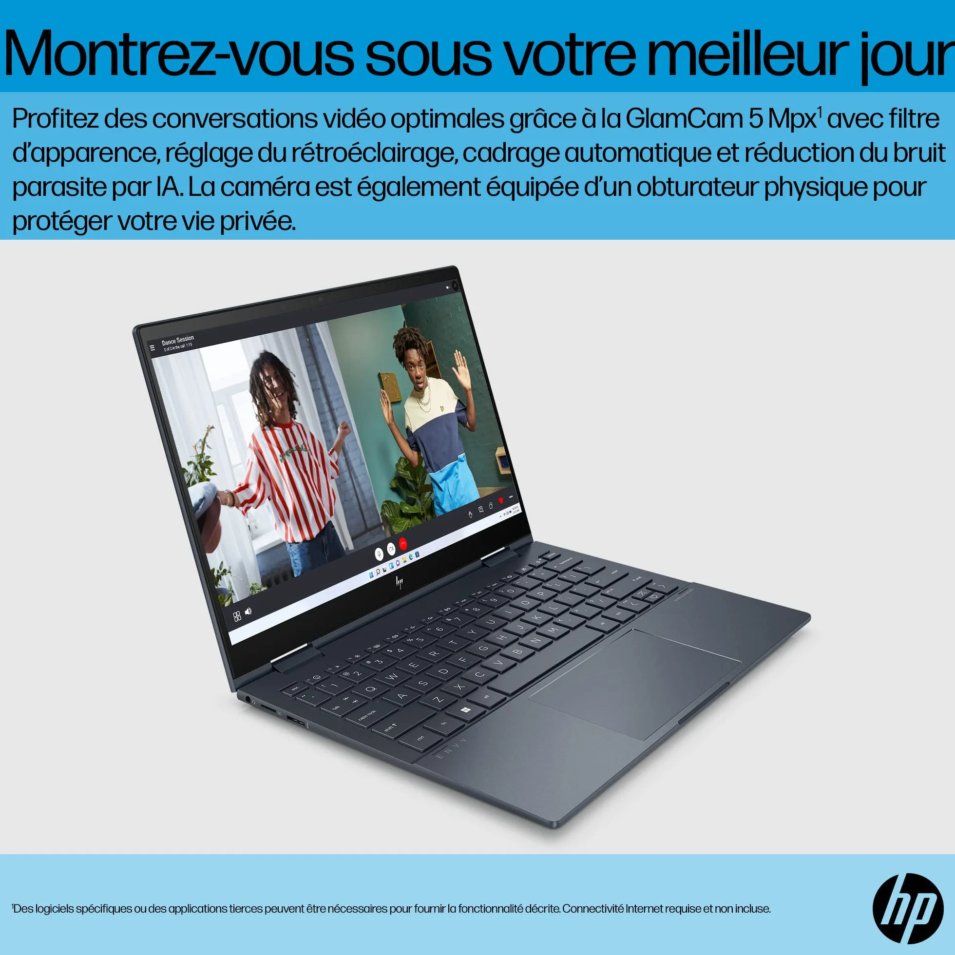 HP Envy x360 13-bf0000sf Ordinateur Portable Convertible Intel Core i5 1230U 16 Go RAM 512 Go SSD Intel Iris XE Écran 13.3" 2.8K Touch OLED Windows 11 Clavier AZERTY Blue
