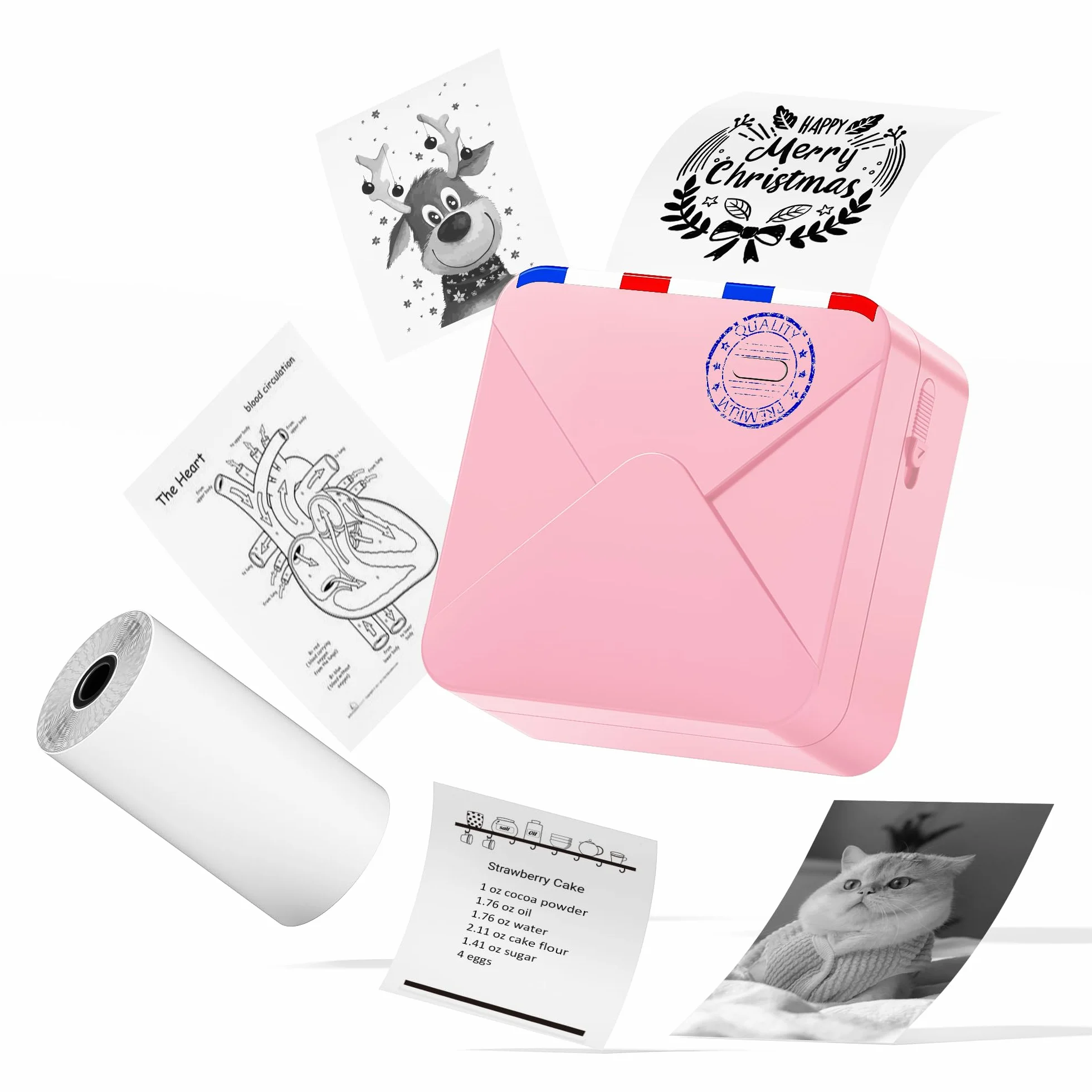 ASprink M02S Mini Imprimante Thermique Portable avec Papier Thermique pour Étude, Notes, Étiquettes DIY