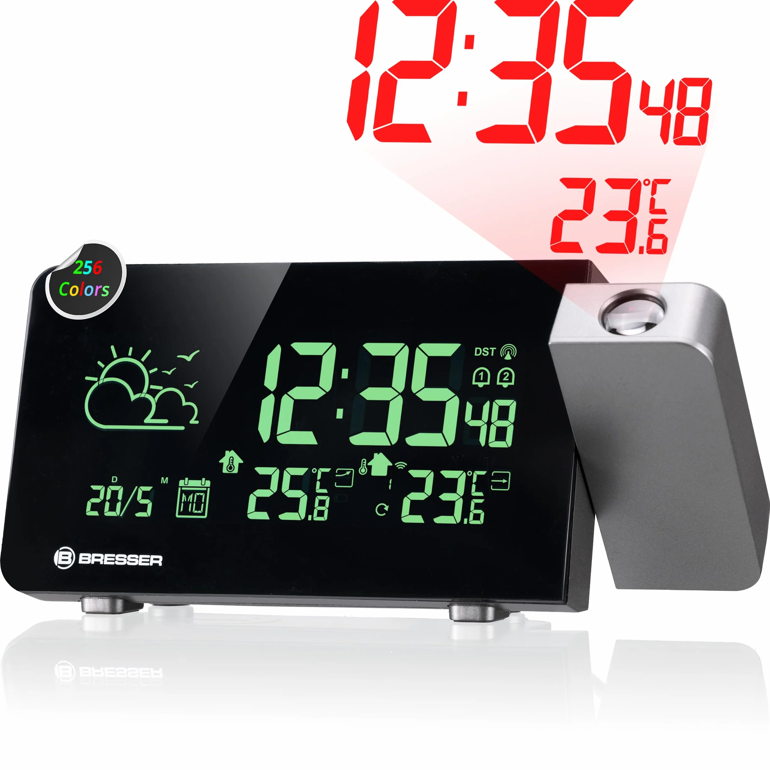 Bresser Station météo sans fil avec projection, 256 couleurs | Bresser Station météo sans fil avec projection, 256 couleurs