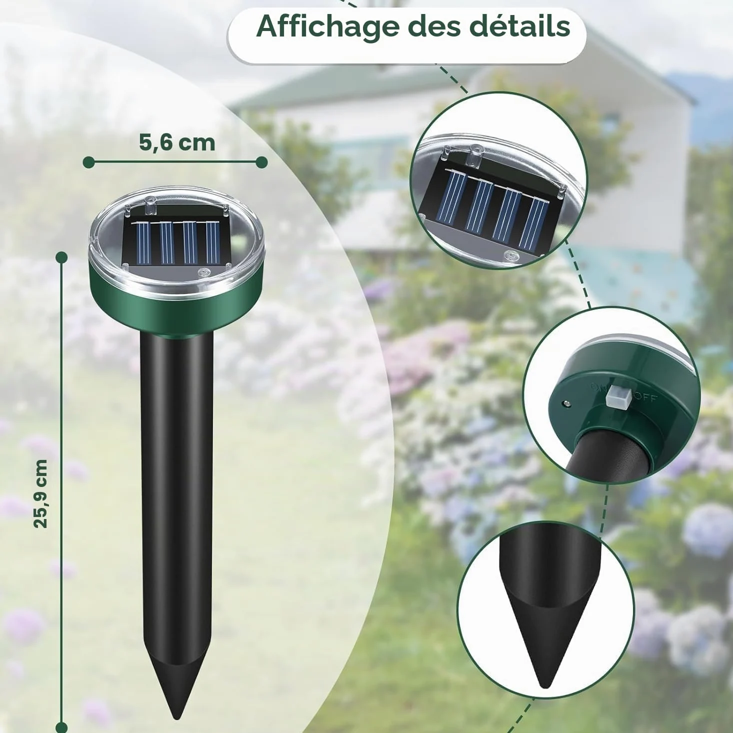 Répulsifs solaires Anti-Taupes - Répulsif Contre Les Taupes,Lot de 4 Répulsif Contre Les campagnols - Répulsif à ultrasons - Répulsif Solaire Contre Les Taupes