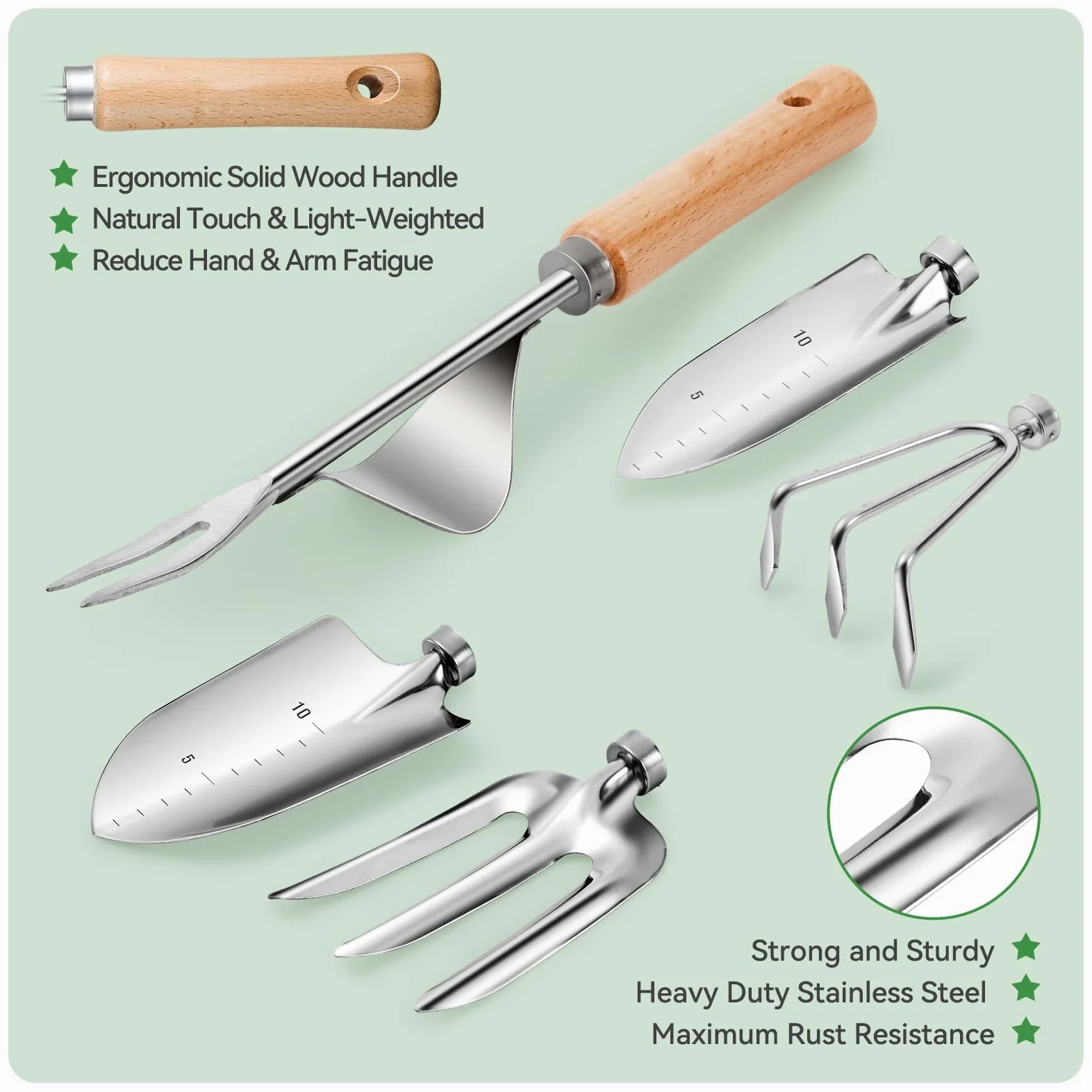 Grenebo Outils de jardinage 9 pièces robustes avec sac à main tendance et durable, ensemble d'outils de jardin antirouille, cadeau de jardinage idéal pour les femmes, noir et rouge