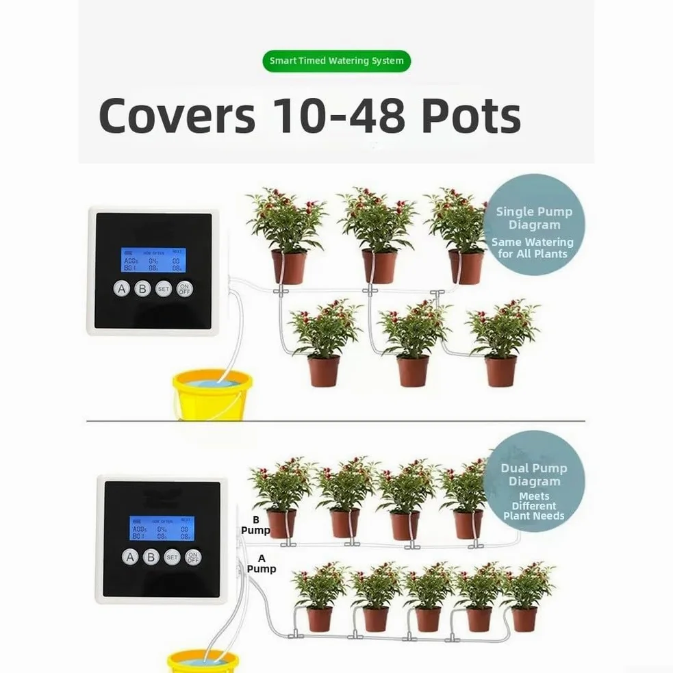 Arroseur automatique pour plantes, système d'arrosage automatique à double pompe, dispositif d'irrigation intelligent minuteur pour intérieur, jardin, balcon