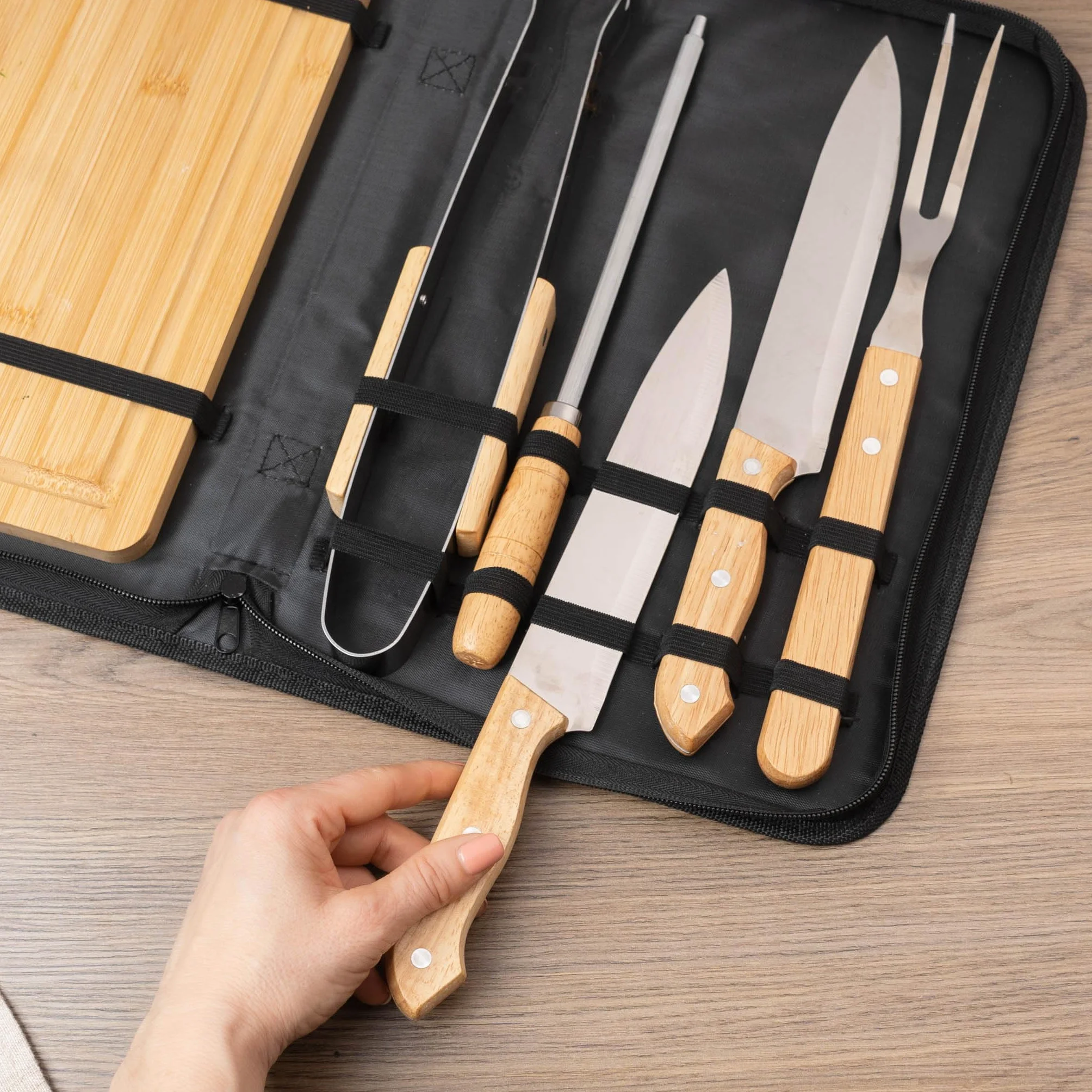 Wanapix Kit Barbecue Personnalisé Ustensiles BBQ Malette 6 Accessoires Set