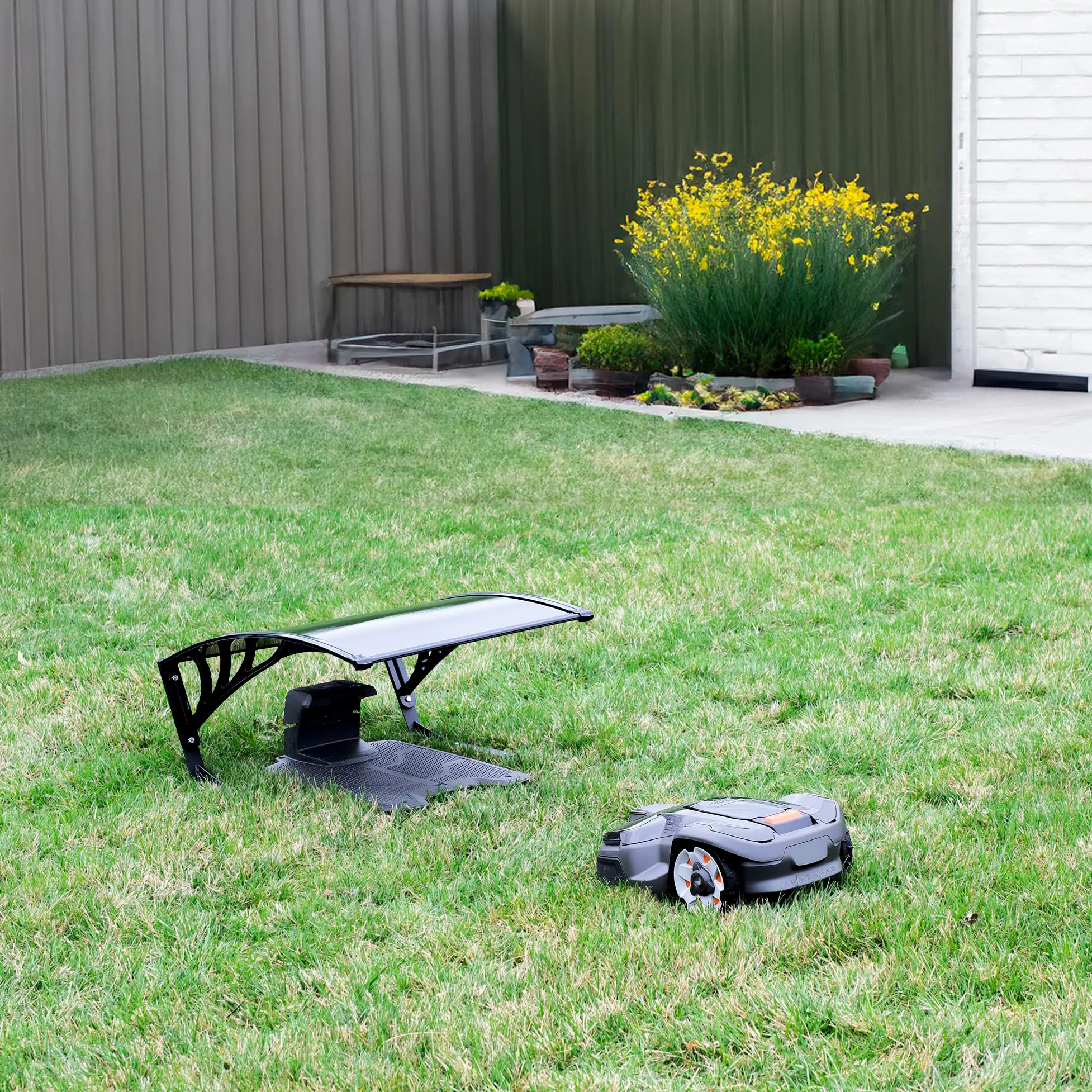 Life Finds LF-RLS1 Bâche d'ombrage d'extérieur conçue pour les tondeuses à gazon robotiques, toit de garage portable pour tondeuses à gazon, auvent en polycarbonate résistant aux intempéries, noir