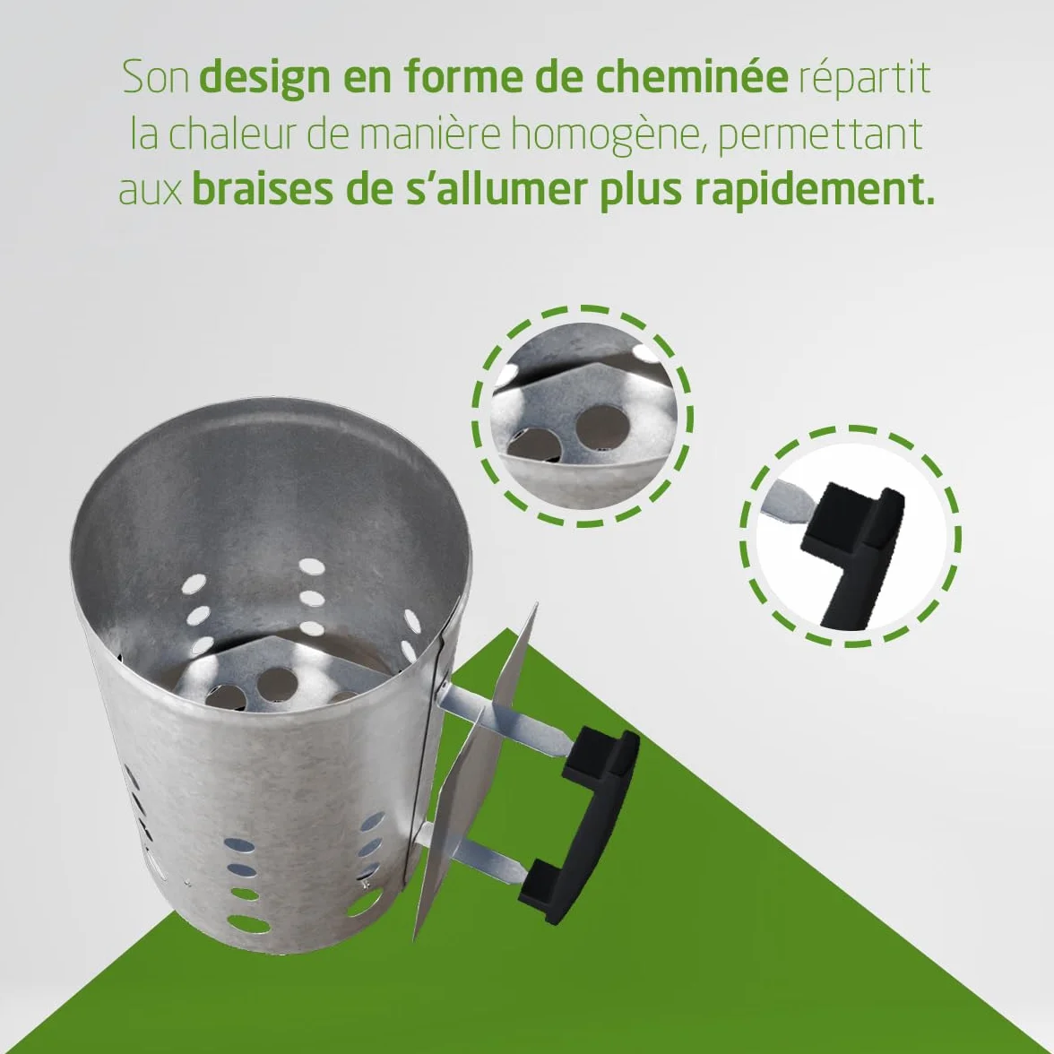 Allume-feu au charbon Fireplus pour barbecue acier galvanisé 27 x 17,5 x 30 cm