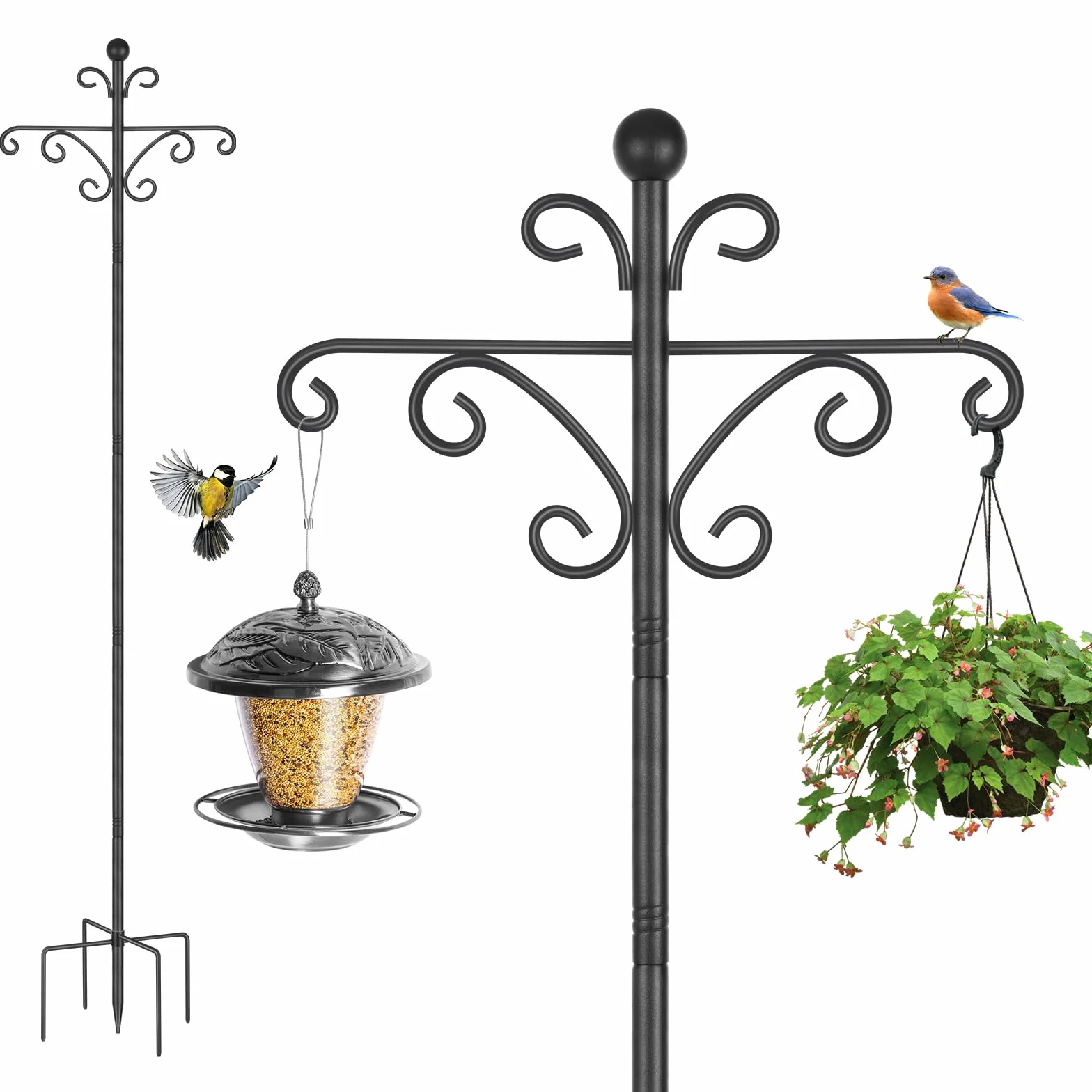 Support de suspension pour mangeoire à oiseaux 196 cm noir
