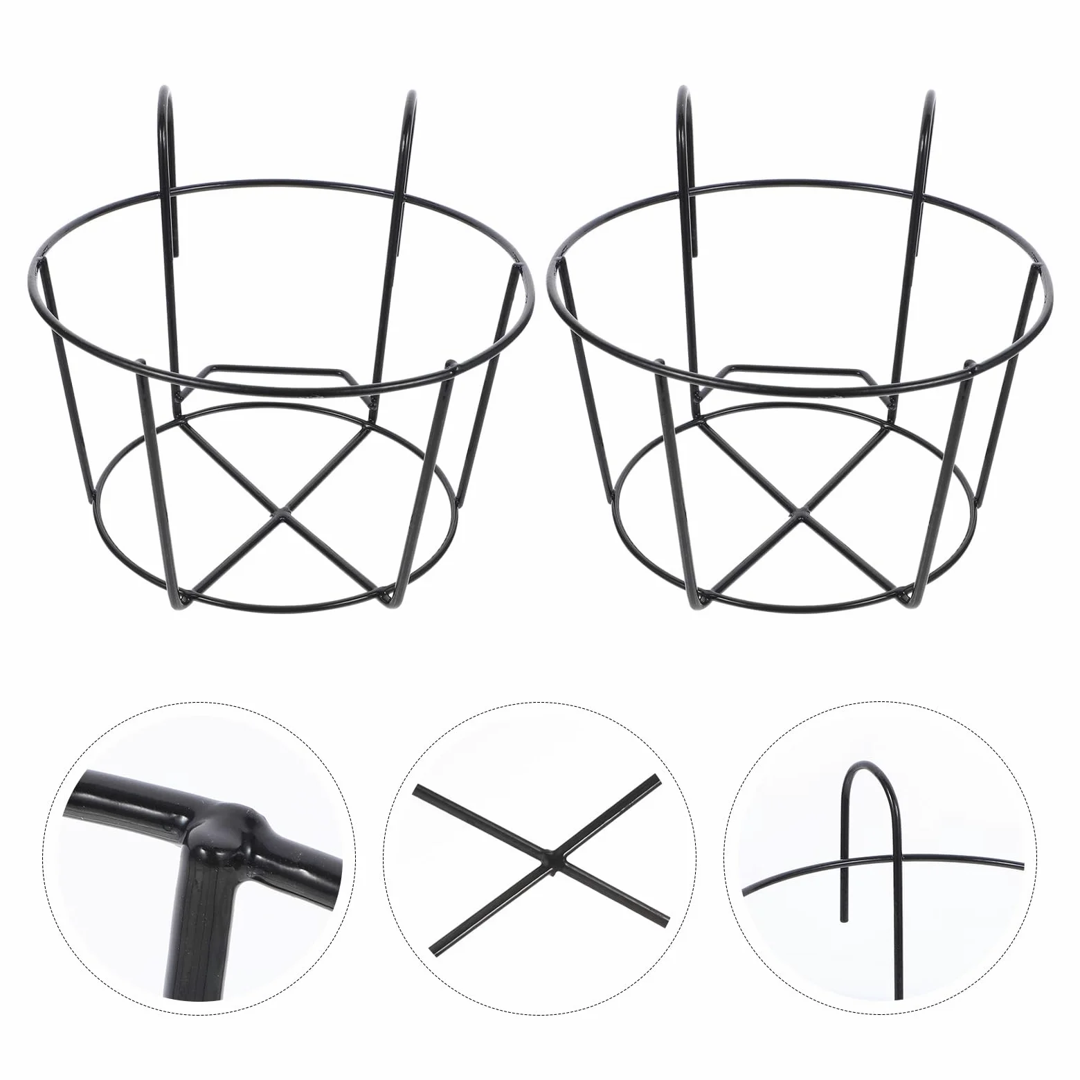 BESPORTBLE Lot de 2 Supports de Pot de Fleurs - Vase à Plantes - Crochets Suspendus pour Plantes - Panier à Fleurs en métal - pour clôture - Support Mural