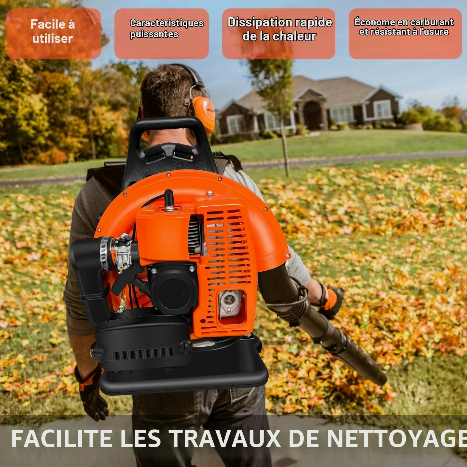 63cc Souffleur de Feuilles à Essence, Style Sac à Dos, ASUNCELL Vitesse de Soufflerie, Souffleur de Feuilles de Carburant sans Fil pour Patios, Gardens