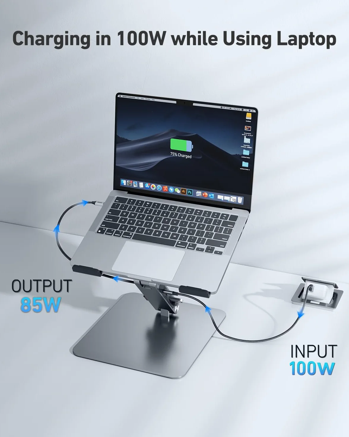 BENFEI Support pour ordinateur portable avec Station d'accueil USB C 7en1, HDMI 4K@60Hz, 100W PD, 10Gbps USB C 3.2 & USB A 3.2 Compatible MacBook Pro Air iPad Pro XPS Thinkpad