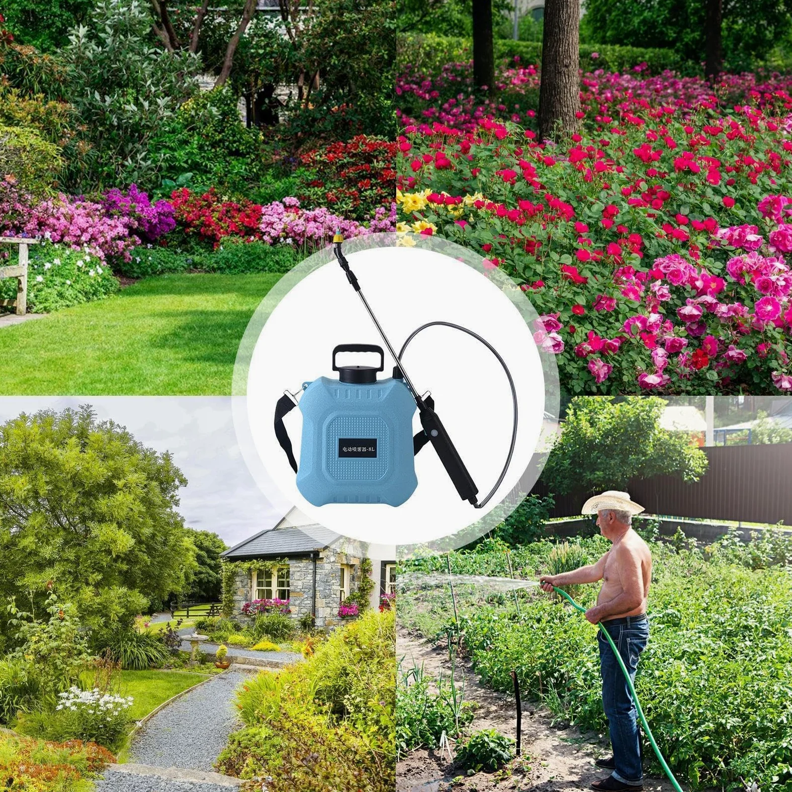 Pulvérisateur de jardin sans fil Réservoir D'Eau 5/8 L, Réglable | Pulvérisateur Électrique À Pompe Grand Réservoir D'Eau pour Arrosage Brumisation Nettoyage Extérieur Terrasse Pelouse