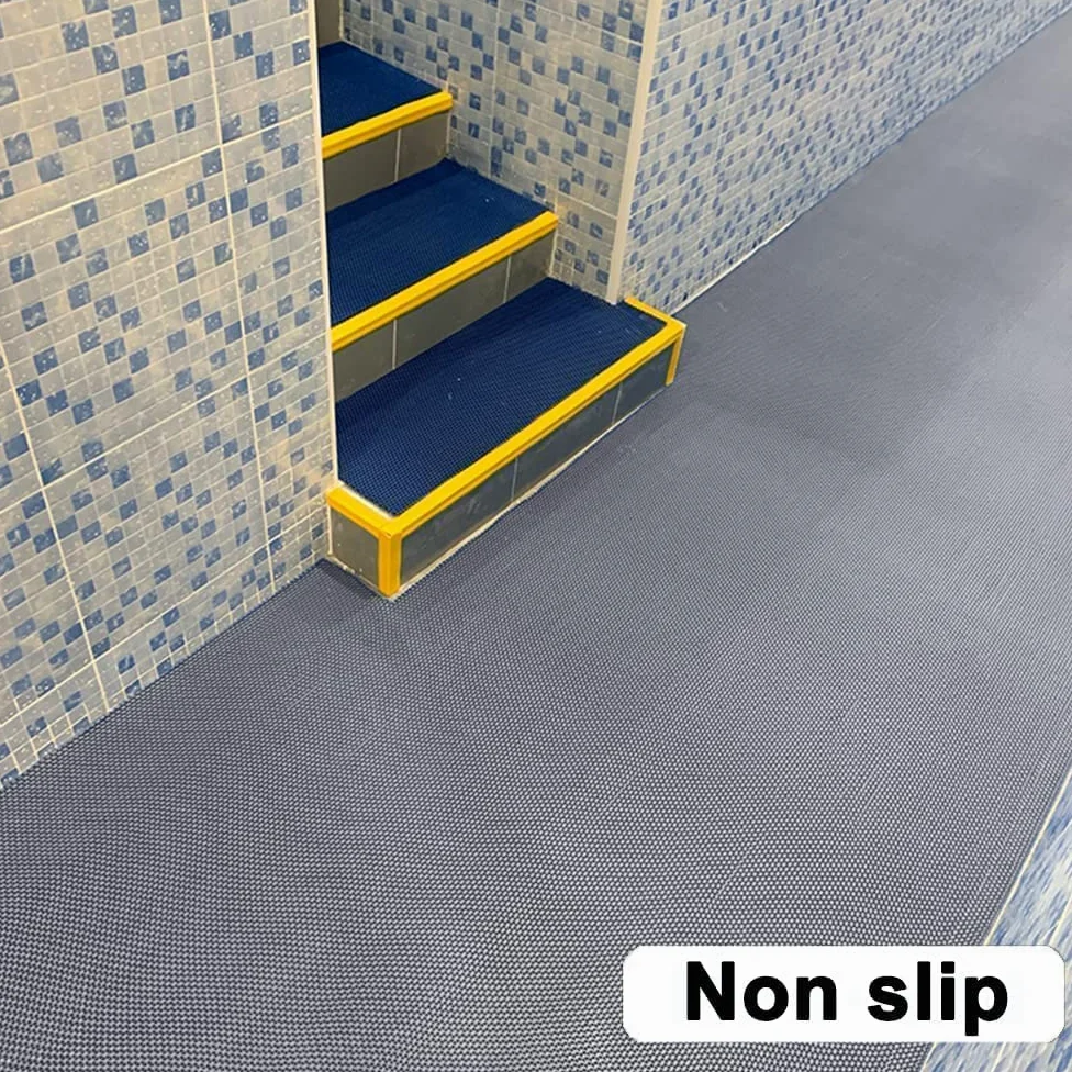 BWKJMY Tapis de sol antidérapant pour zone humide commerciale,0.9x3 m d'épaisseur,0.6 cm d'épaisseur,Pour garage, piscines, restaurants, bars, intérieurs, tapis imperméable en caoutchouc gris