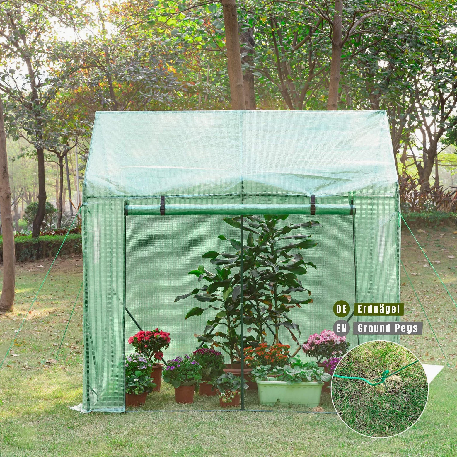 Yorbay Serre de Jardin Tente pour Plantes Tomates Fleurs Bâche renforcée en PE 140 g/m² - 200 x 140 x 200cm (LxBxH), Solide, Verte Réutilisable