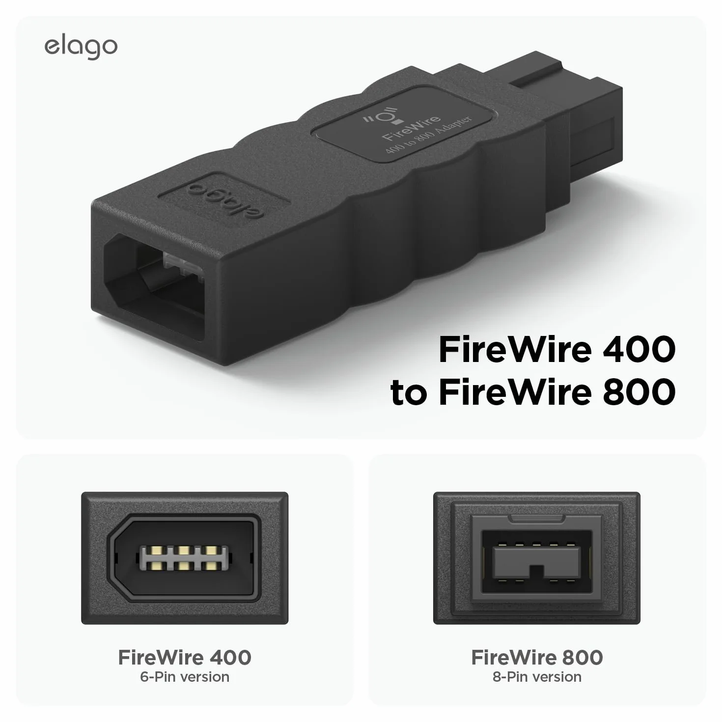 elago Adaptateur FireWire 400 vers 800 Compatible Mac Pro MacBook Pro Mac Mini iMac - Noir