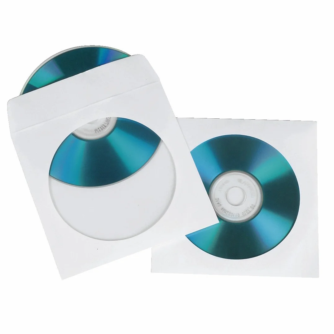 Hama Pochettes de Protection Papier pour CD DVD Blu-Ray Lot de 50 Blanc Transparent