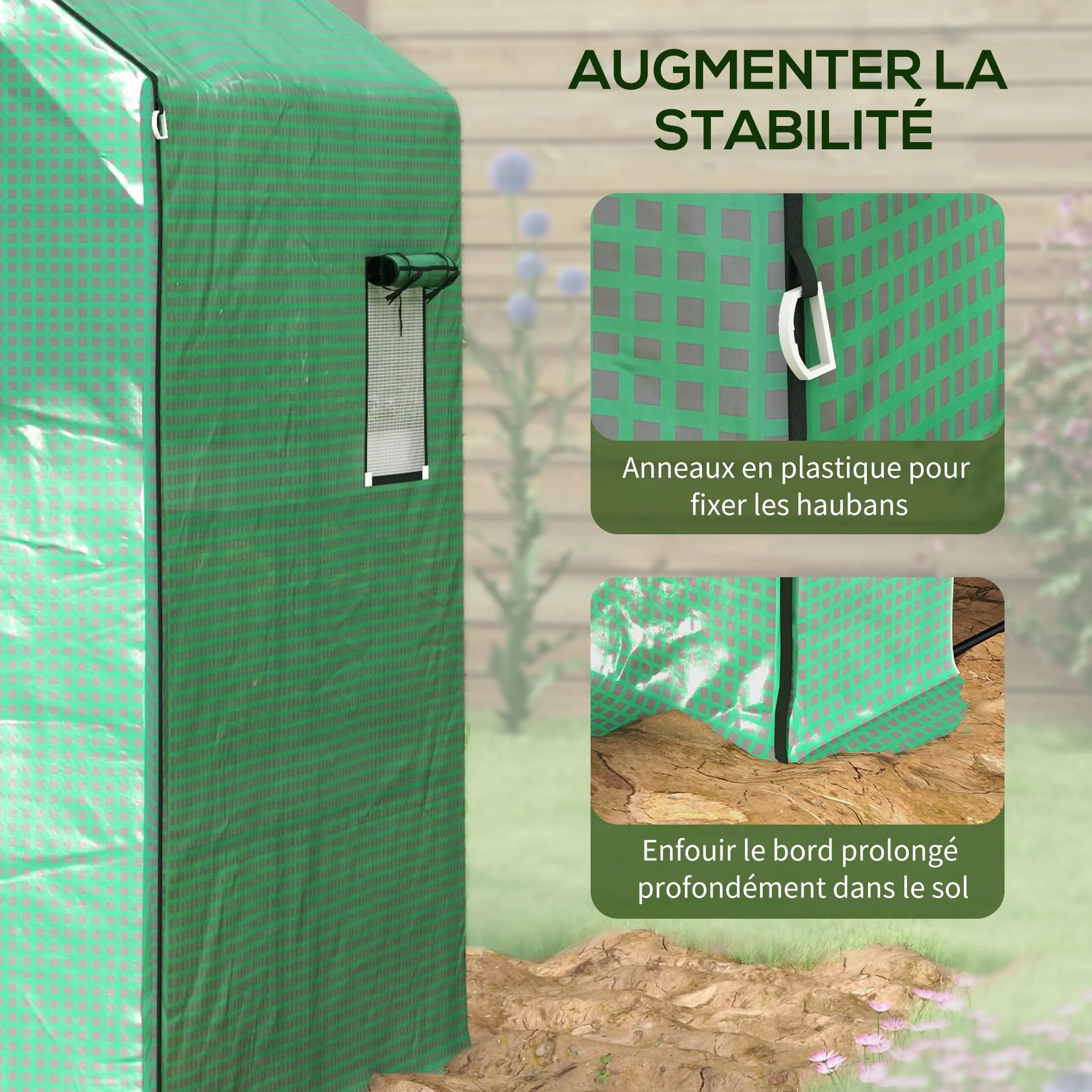Outsunny Bâche de Remplacement pour Serre de Jardin 140 x 143 x 190 cm Anti-UV Vert