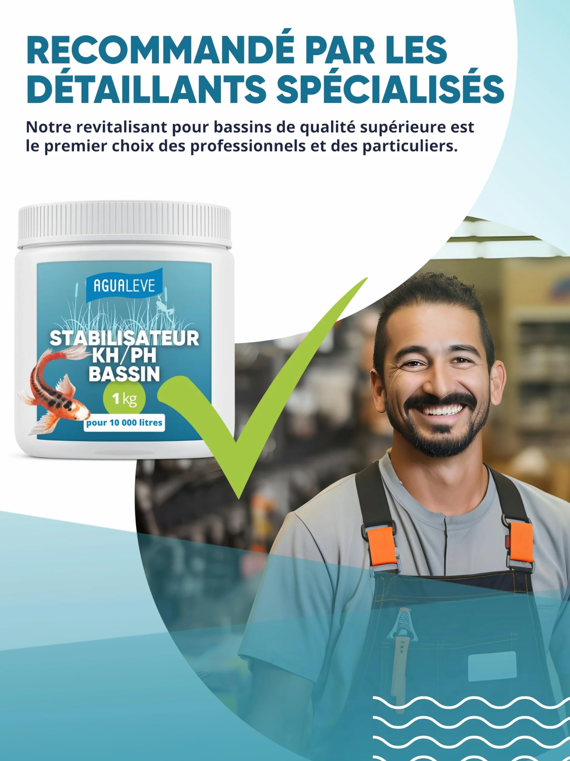 AGUALEVE® Teichvital 1,0 kg | Revitalisant pour étangs à poissons | Microgranules BIO3 | Fabriqué en Allemagne | Pour 25 000 l